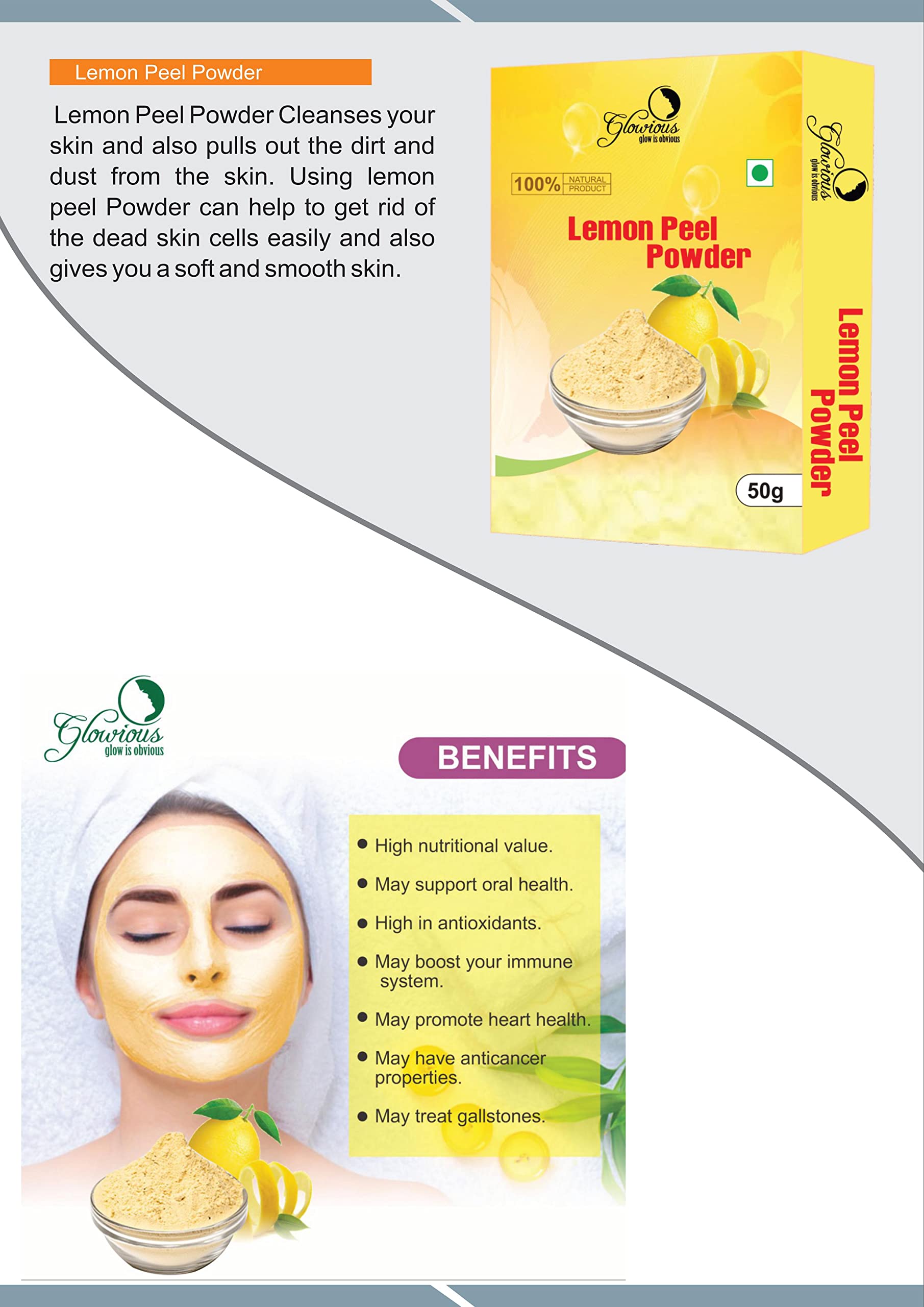 Glowious Organic Skin Care Combo Pack - 6 Natural Facial Powders (Sandalwood, Rose Petal, Multani Mitti, Kasturi Turmeric, Lemon Peel & Amla), 300g (50gx6) | Brightening, Deep Cleansing, Glowing Skin Treatment | DIY Face Mask, Ayurvedic Beauty Routine, Spa Day at Home