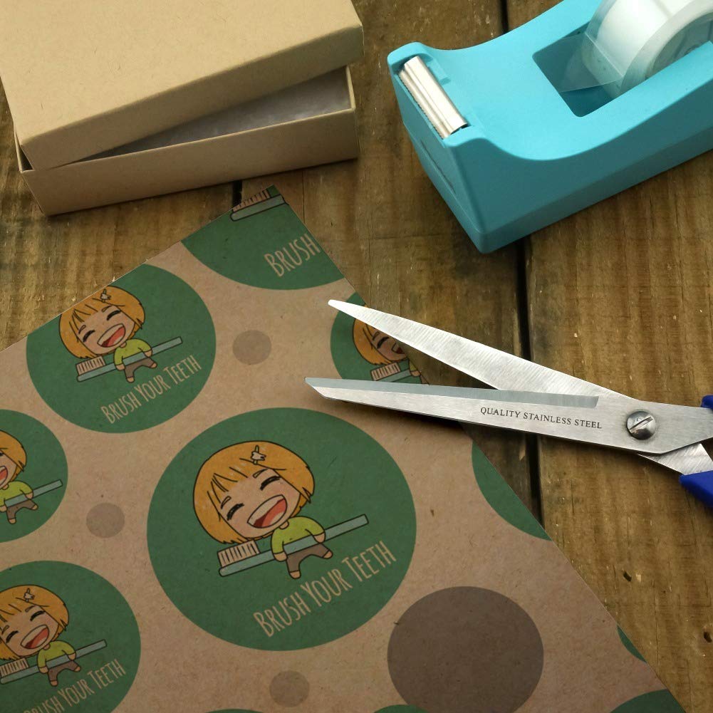 Kawaii Chibi Toothbrush Design Premium Kraft Gift Wrap Paper Roll - Eco-Friendly Wrapping for Birthdays, Parties & DIY Crafts