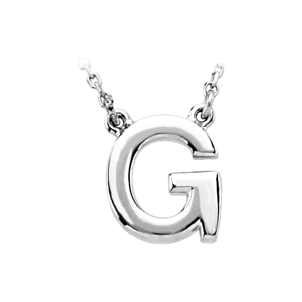 The Black Bow 14K White Gold Kendall Collection Block Initial G Necklace - 16 Inch Elegant Gift for Her, Perfect for Birthdays, Anniversaries, and Special Occasions
