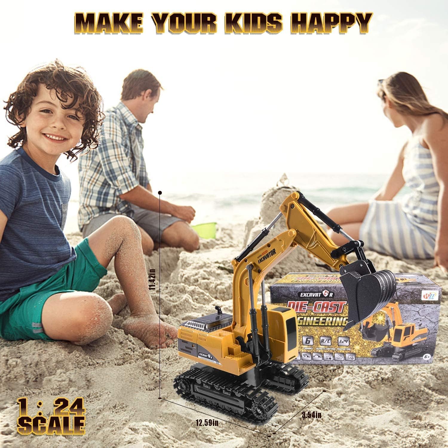 Best Remote Control Excavator Toy for Kids - RC Construction Vehicle with Realistic Digging & Sand Play | STEM Learning, Outdoor & Indoor Playtime Fun