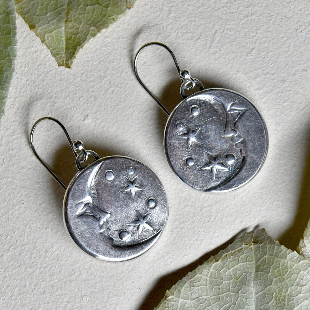 Luna Sterling Silver Earrings - Handcrafted Die Struck Jewelry for Women | Perfect for Weddings, Parties & Everyday Elegance