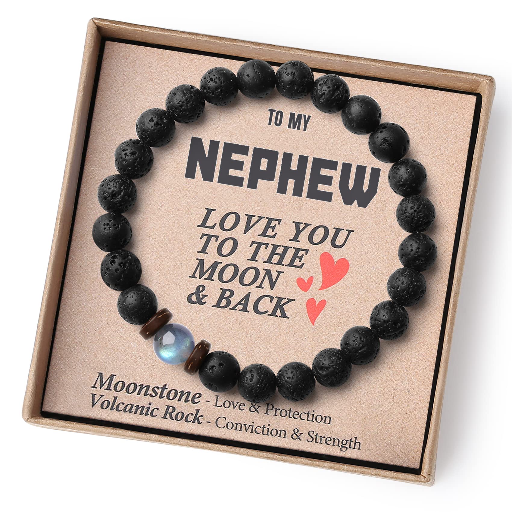 Personalized Bead Bracelet for Nephew - Thoughtful Graduation, Christmas, Valentine's, Father's Day & Easter Gift from Aunt/Uncle | Unique Aunt-Nephew Keepsake for Special Occasions | Perfect Stocking Stuffer & Meaningful Present for Celebrations