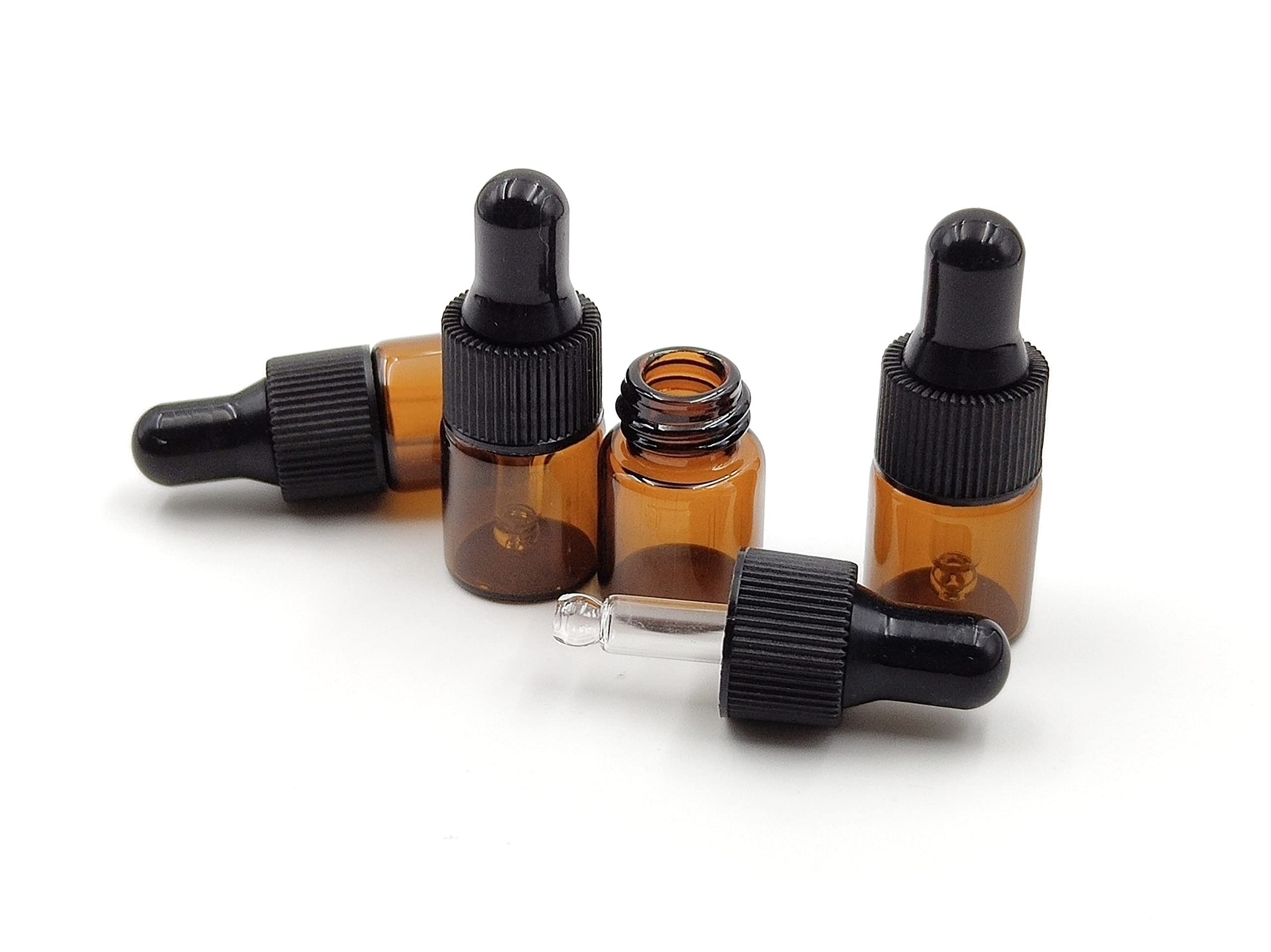 15 Pack 2ml Amber Glass Dropper Bottles for Essential Oils & Cosmetics - Travel Size for DIY & Samples