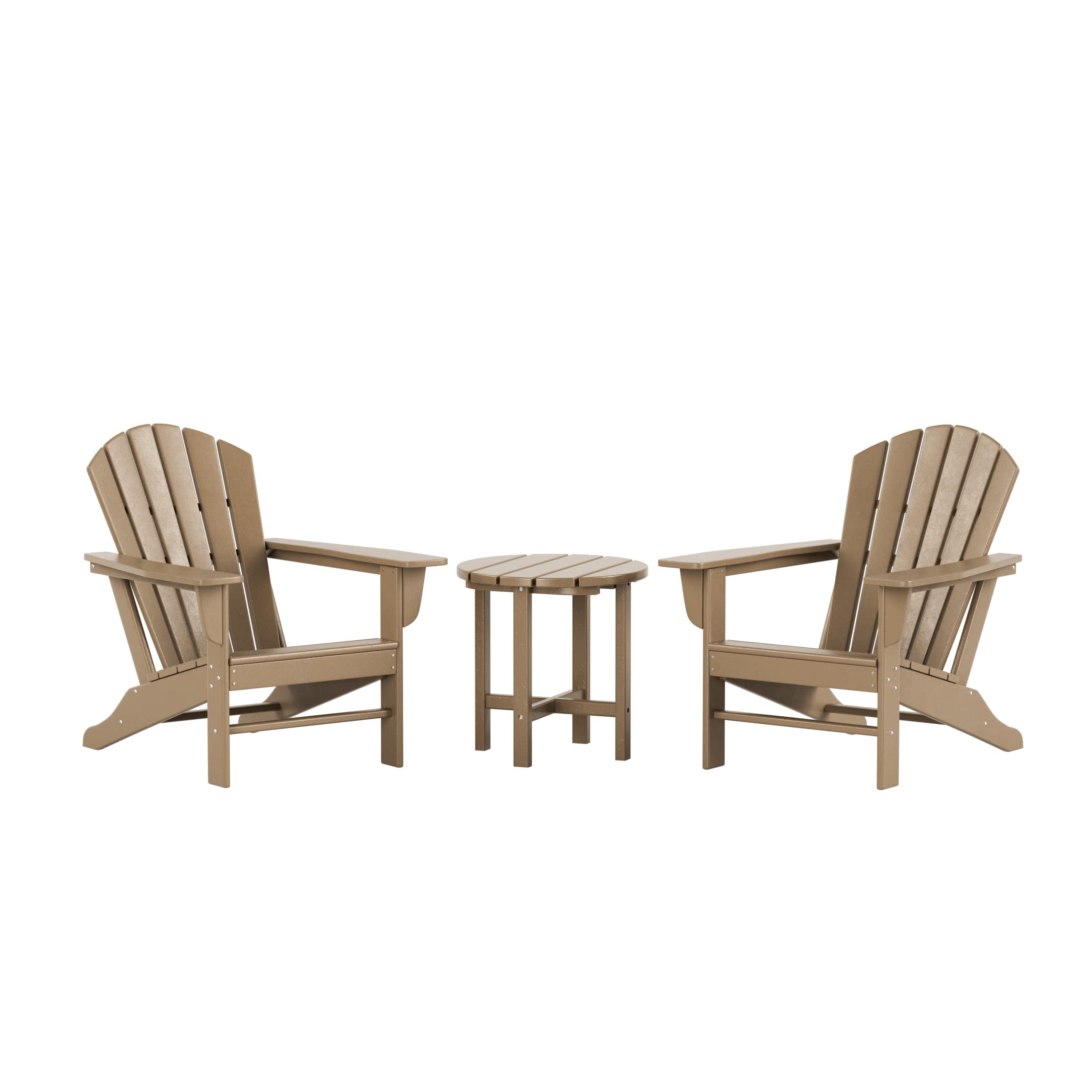 WO Home 2-Piece Outdoor Adirondack Chair Set with Side Table - Durable Poly Lumber Traditional Retro Lounge Chairs for Beach, Patio, Garden & Backyard - Perfect for Relaxing in Sun, Poolside Lounging & Outdoor Entertaining