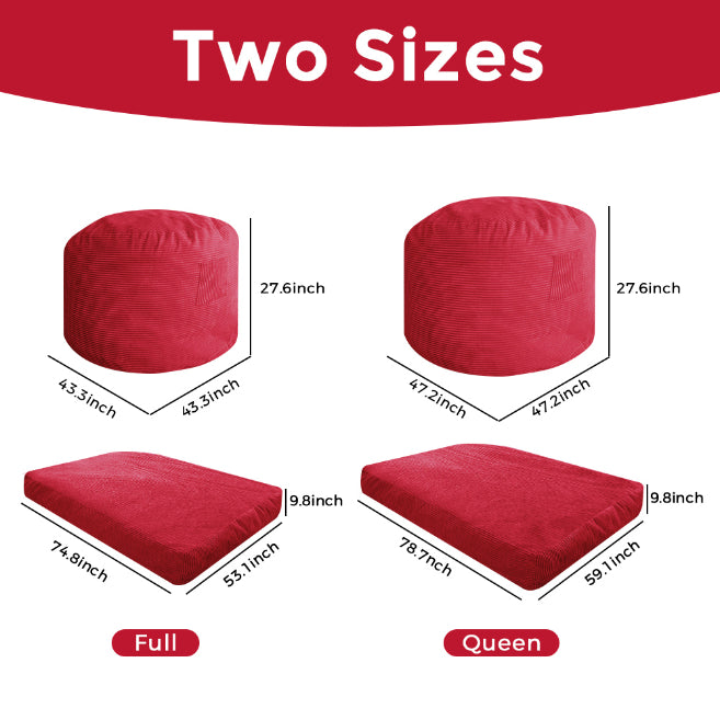 MAXYOYO Giant Bean Bag Bed - Corduroy Convertible Chair & Floor Mattress for Adults | Comfortable Lounge Chair & Guest Bed for Living Room, Bedroom & Dorm