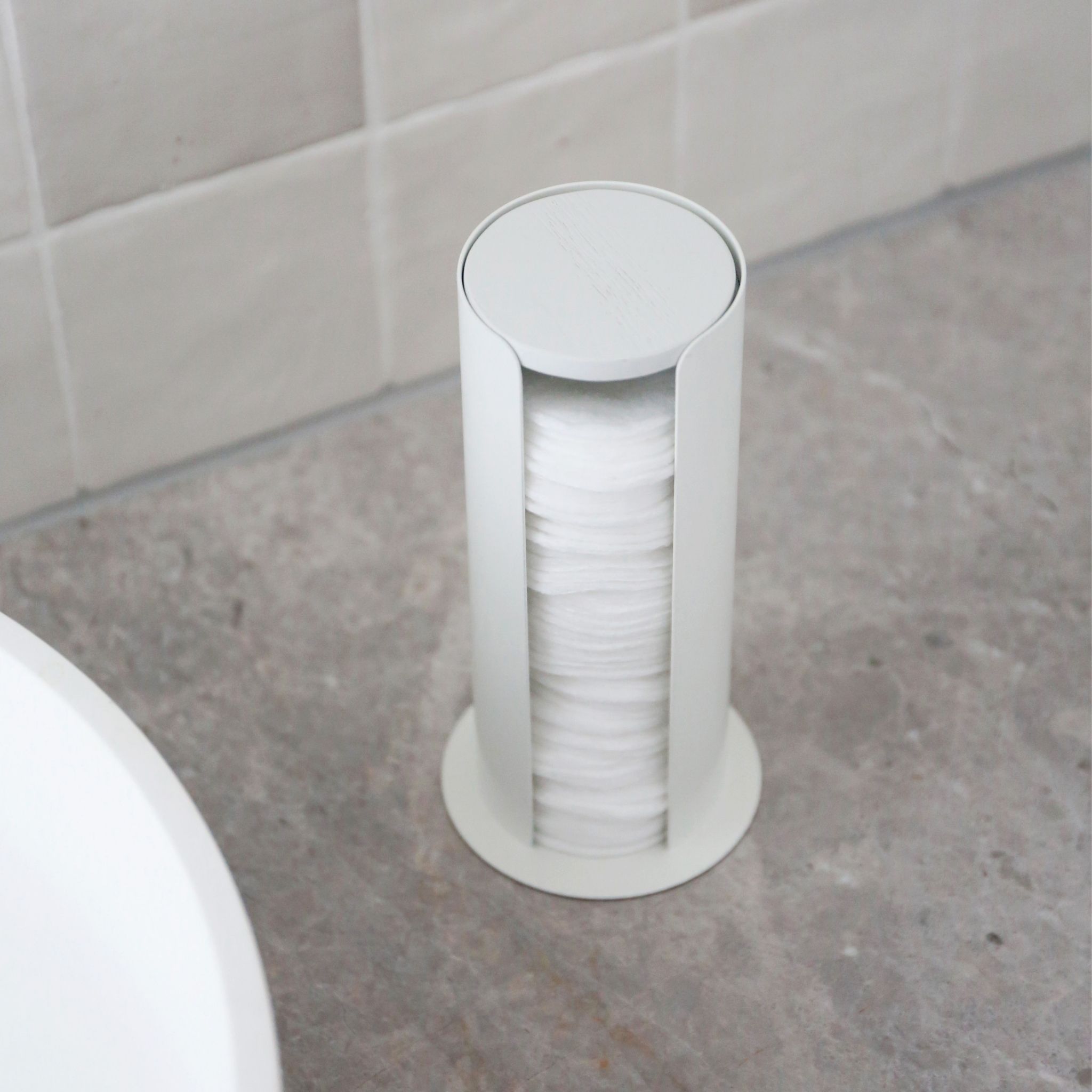 Organic Cotton Pad Storage Holder - White | Makeup Organizer for Vanity, Bathroom & Travel | Eco-Friendly Cosmetic Puff Dispenser