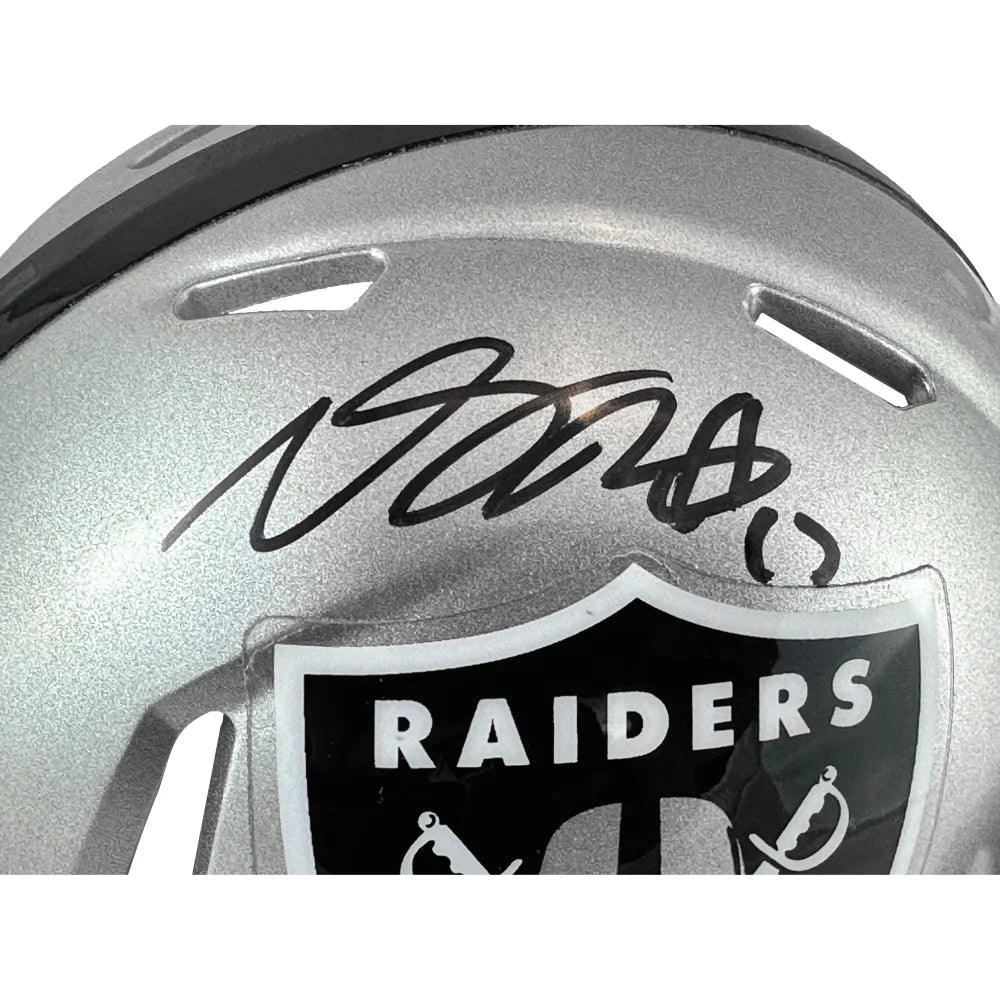 Davante Adams Autographed Las Vegas Raiders Mini Helmet - Signed NFL Football Collectible - Perfect for Sports Memorabilia Display & Fan Cave Decor