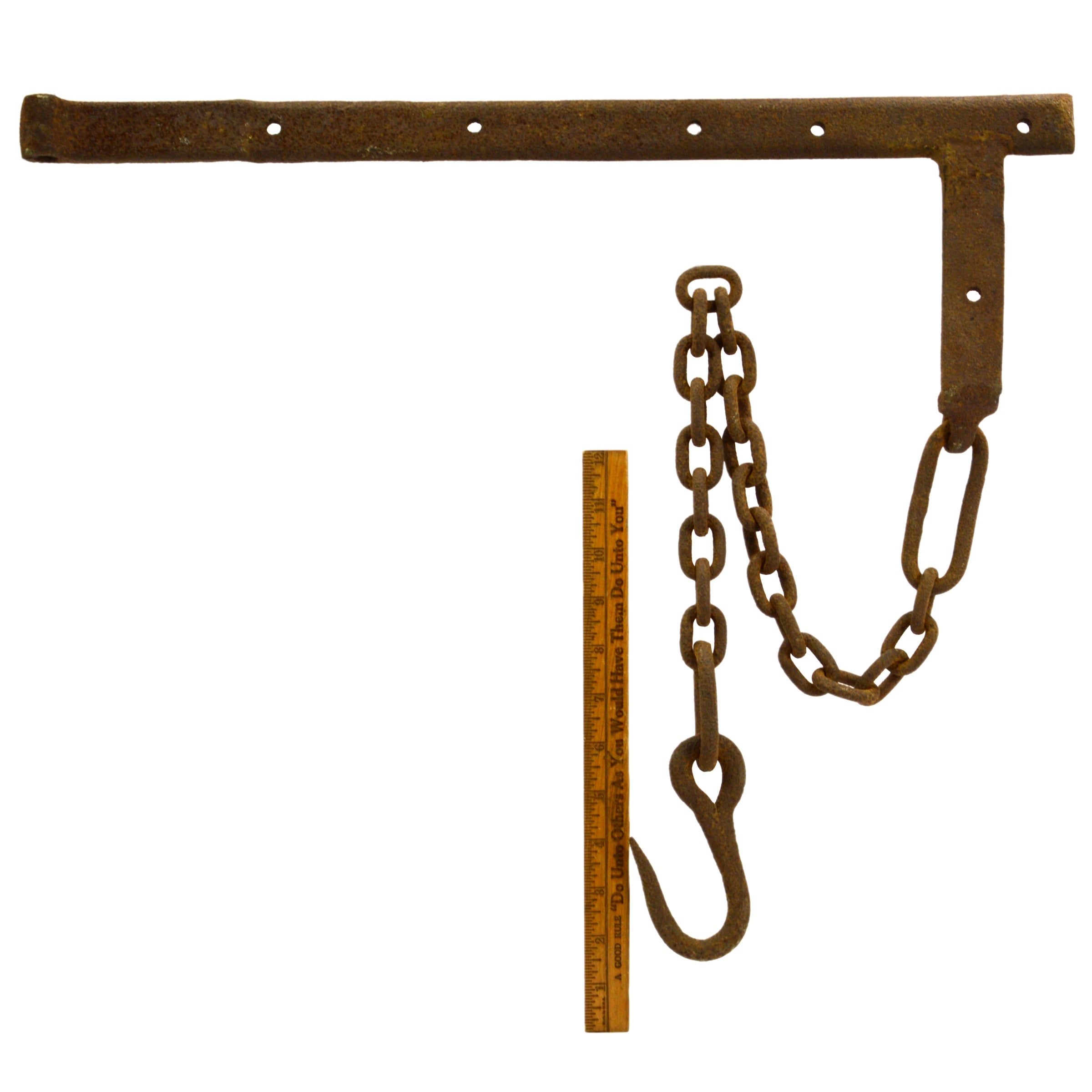 Vintage Wrought Iron Fireplace Crane with 22