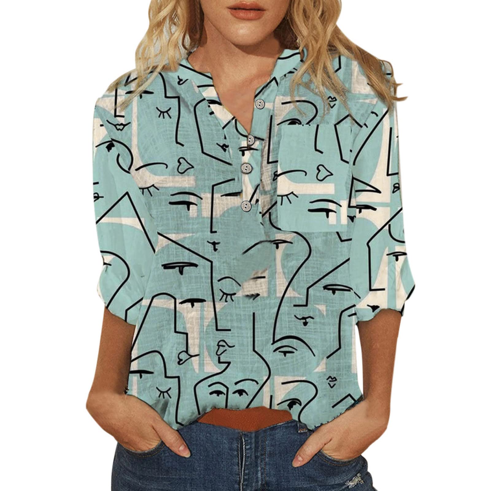 Women's Summer Short Sleeve V-Neck Casual Blouse - Flowy Tunic Top in Solid Colors for Everyday Wear, Office & Date Night Outfits
