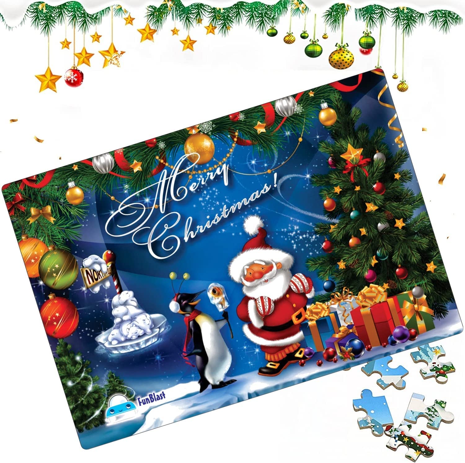 FunBlast Christmas Jigsaw Puzzle for Kids Ages 5+ | 30X22 cm Educational Puzzle Game | Holiday Gifts, Birthday Presents & Family Game Night Activity | Perfect for Indoor Play & Cognitive Development