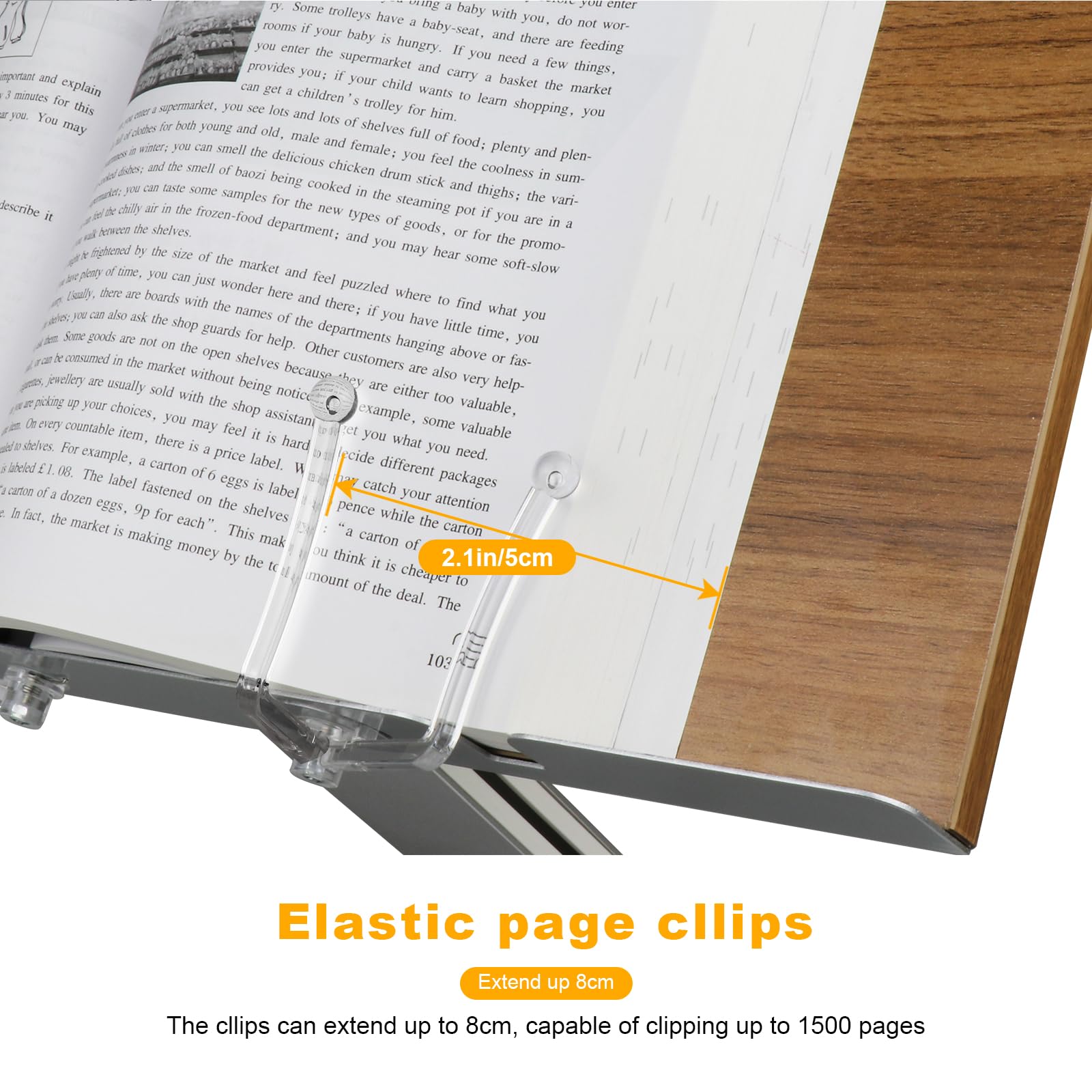 Adjustable Book Stand for Reading - Foldable Desktop Cookbook Holder with Page Clips | Perfect for Kitchen, Home Office, Study & Tablet/Kindle Use | Durable Reading Stand for Cookbooks, Laptops & E-Readers