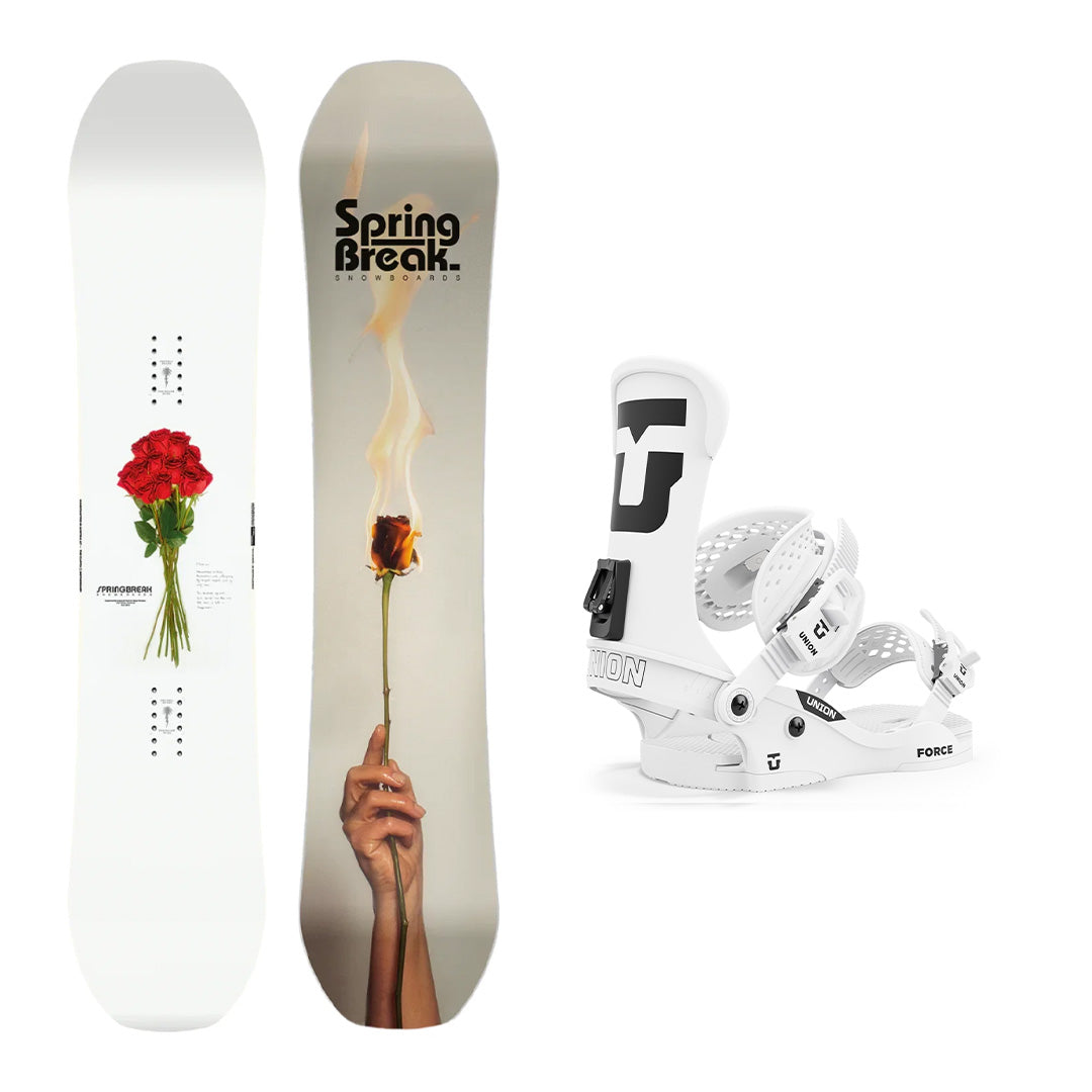 CAPiTA Spring Break Powder Twin Snowboard with Men's Union Force Classic Team High Back Snowboard Bindings 2025 - Perfect for Deep Powder Days, Freeriding & All-Mountain Snowboarding