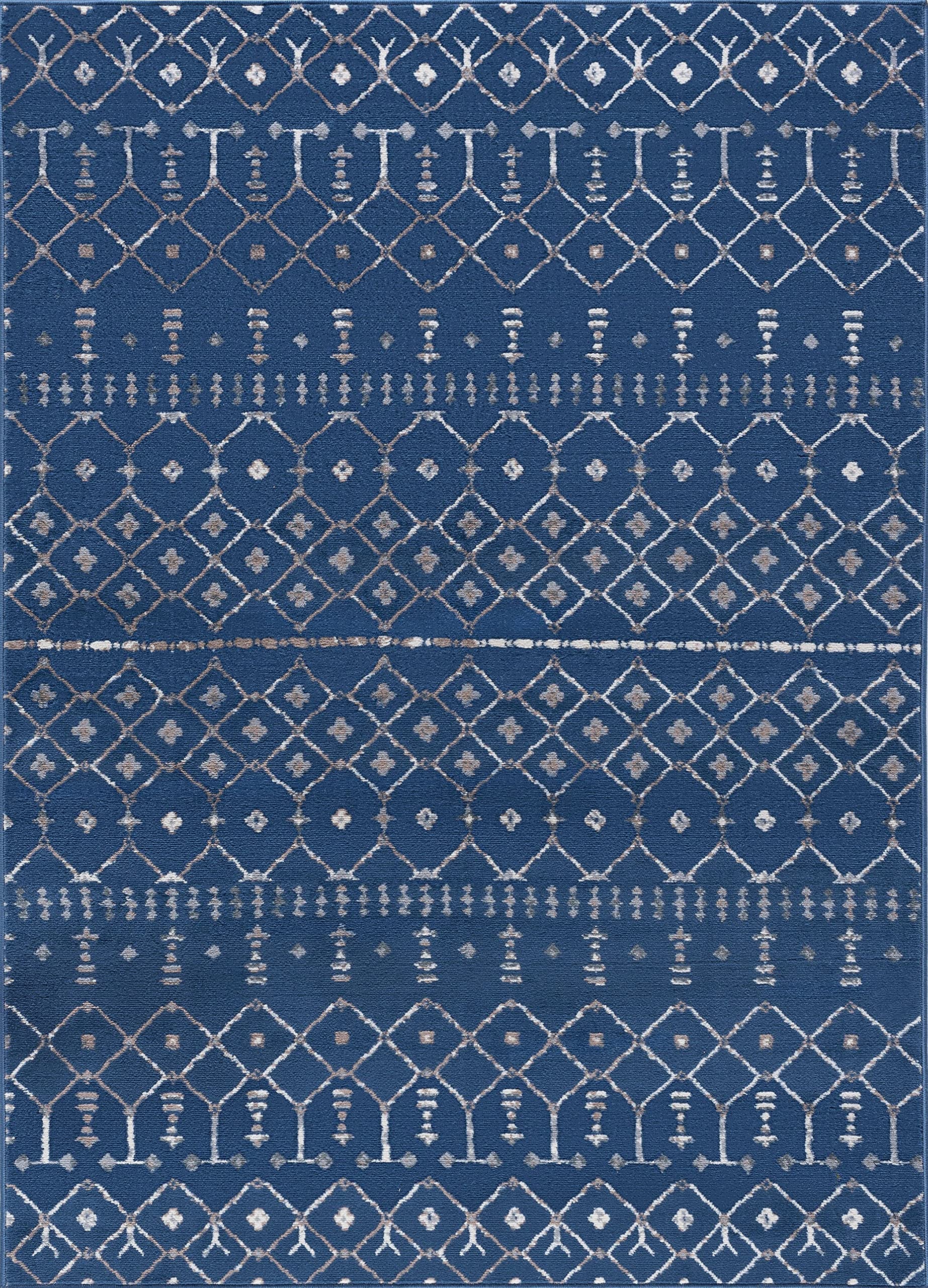Modern Navy Blue 8x10 Area Rug - Soft Indoor Carpet for Living Room, Bedroom, Dining Room & Entryway - Non-Slip Contemporary Floor Rug - Perfect for Home Decor & High Traffic Areas
