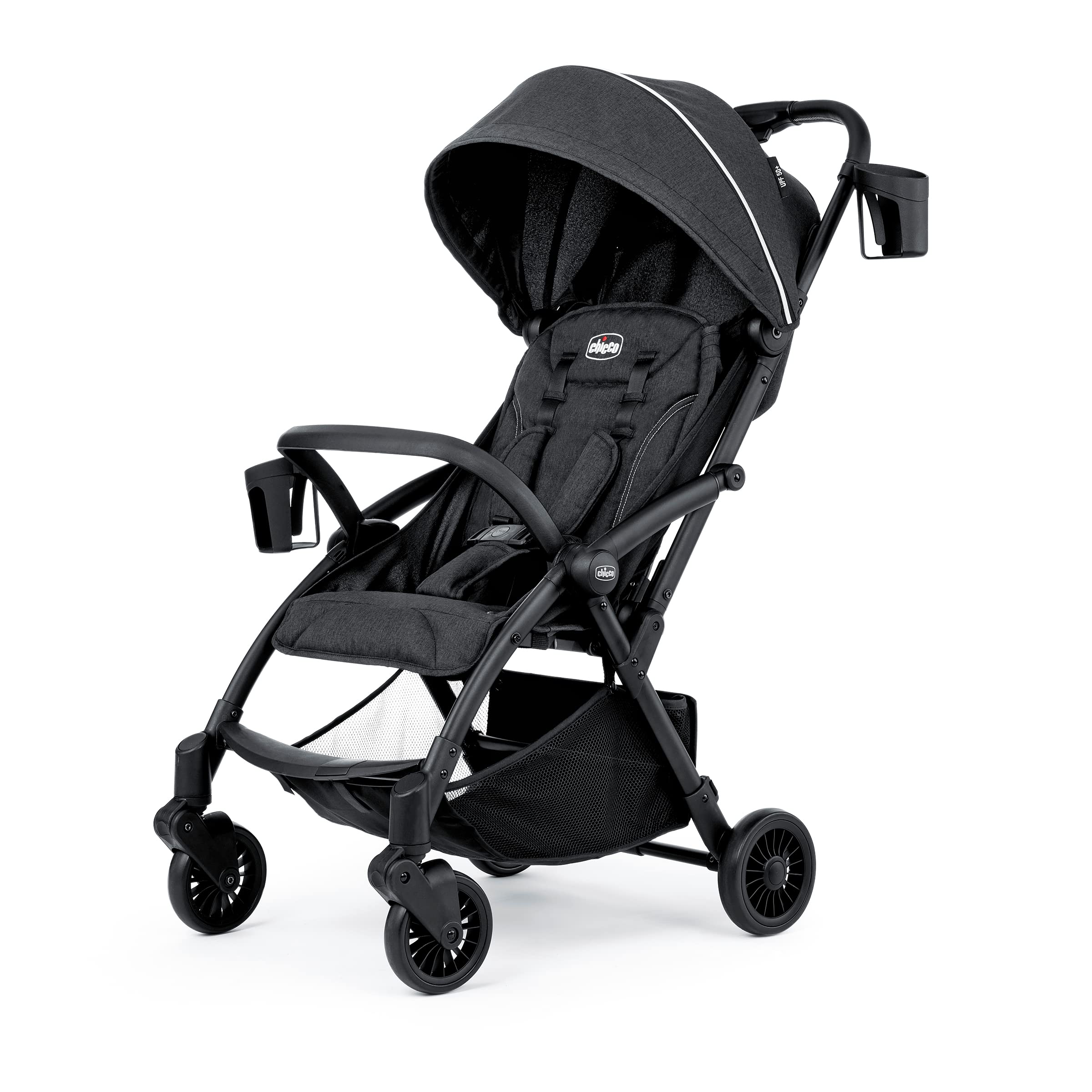 Chicco Presto Self-Folding Compact Baby Stroller with Canopy - Lightweight Aluminum Frame Umbrella Stroller for Infants & Toddlers up to 50 lbs | Graphite Grey | Perfect for Travel, Shopping & Daily Walks