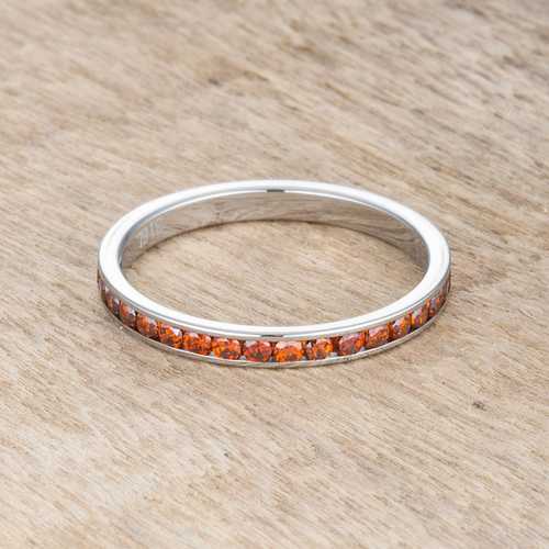0.5ct Dark Champagne Cubic Zirconia Eternity Ring for Women - Hypoallergenic Stainless Steel Wedding Band - Perfect for Anniversaries, Engagements & Everyday Wear