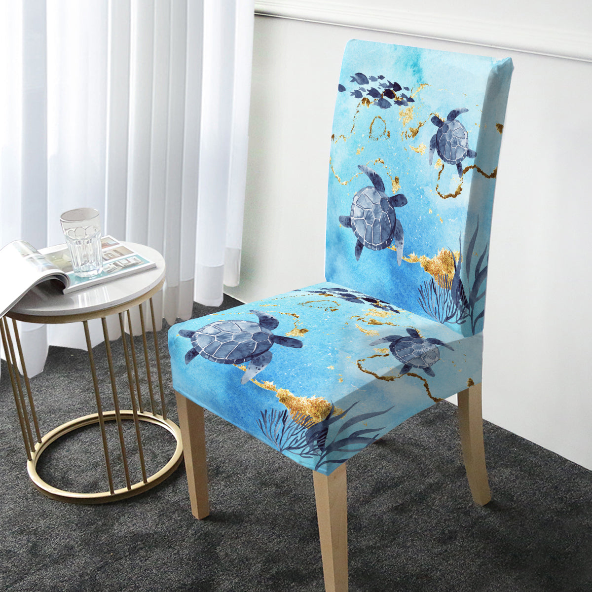 Premium Golden Sea Turtle Bay Chair Cover - Waterproof, UV-Resistant, Fits Most Patio Chairs - Perfect for Poolside, Beach, and Outdoor Relaxation