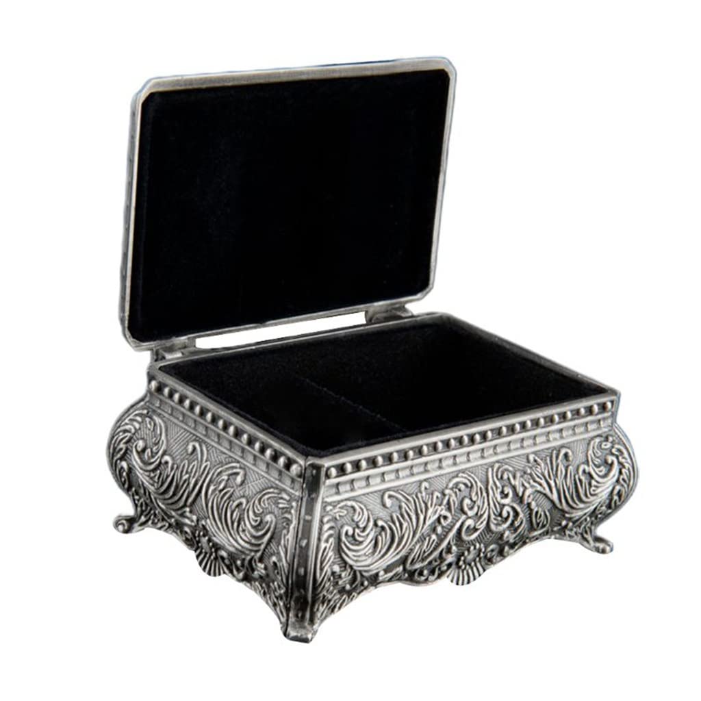 Vintage Floral Trinket Box - Small Metallic Rectangle Jewelry Storage Box for Rings, Earrings & Keepsakes - Perfect for Home Decor, Gift Giving & Organizing