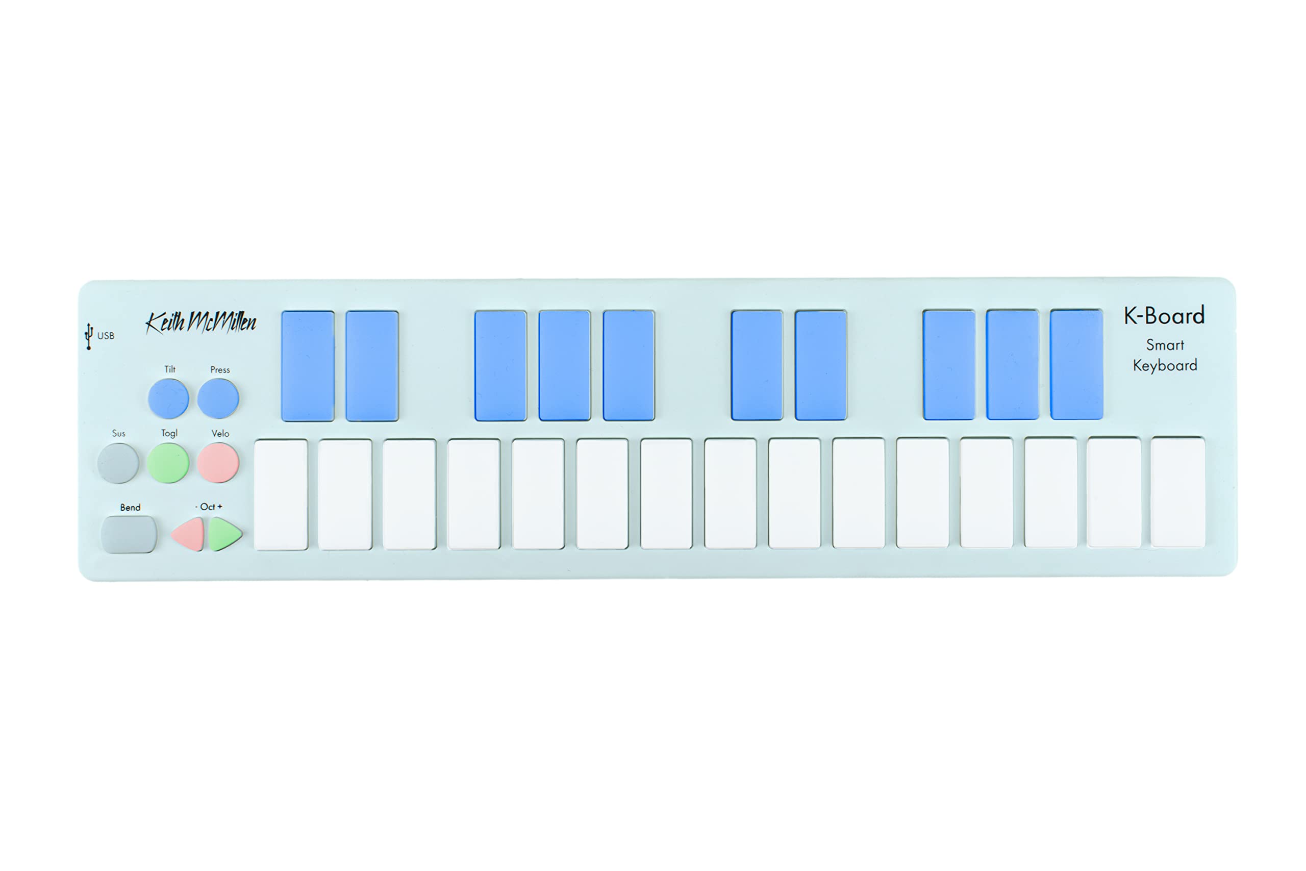 Keith McMillen Instruments K-Board-C | 25-Key USB MPE MIDI Keyboard Controller with USB-C (Snow White) - Perfect for Music Production, Live Performance & Studio Recording