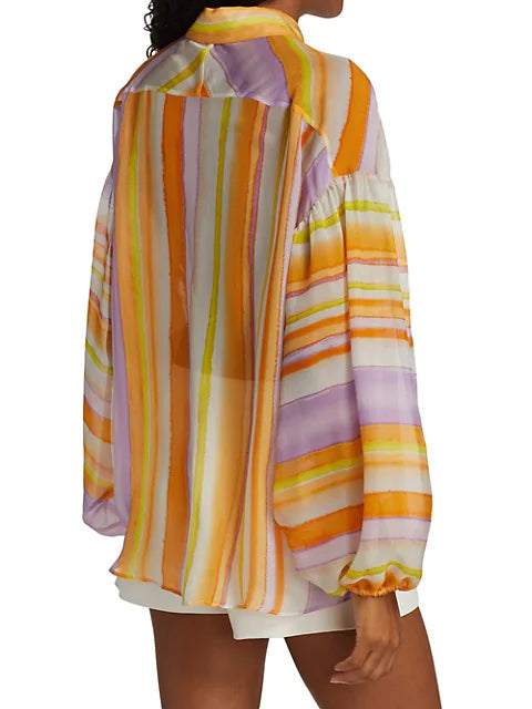Felix Blouse Wisteria Stripe - Floral Print Women's Top for Casual Wear & Office Outfits | Summer Fashion Essential