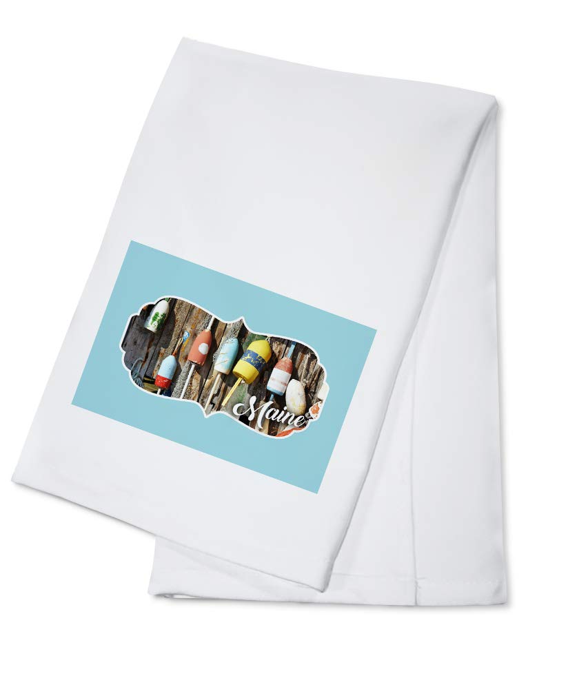 Maine Buoys Contour 100% Cotton Tea Towel - Decorative Hand Towel for Kitchen & Home - Perfect for Dish Drying, Gift Giving & Coastal Decor