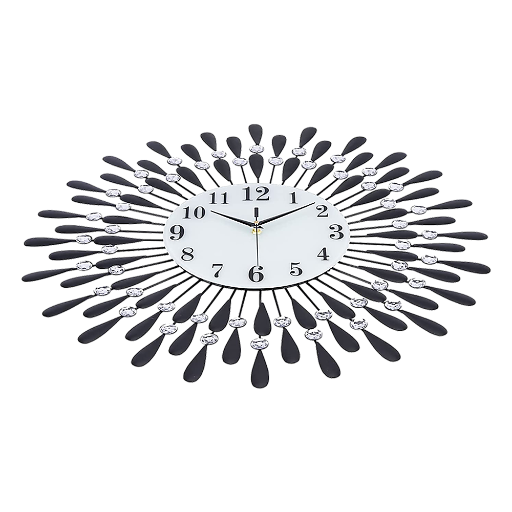 Large Modern 3D Crystal Wall Clock - Luxury Metal Round Home Decor for Living Room, Bedroom & Office | Elegant Timepiece for Home & Office Spaces