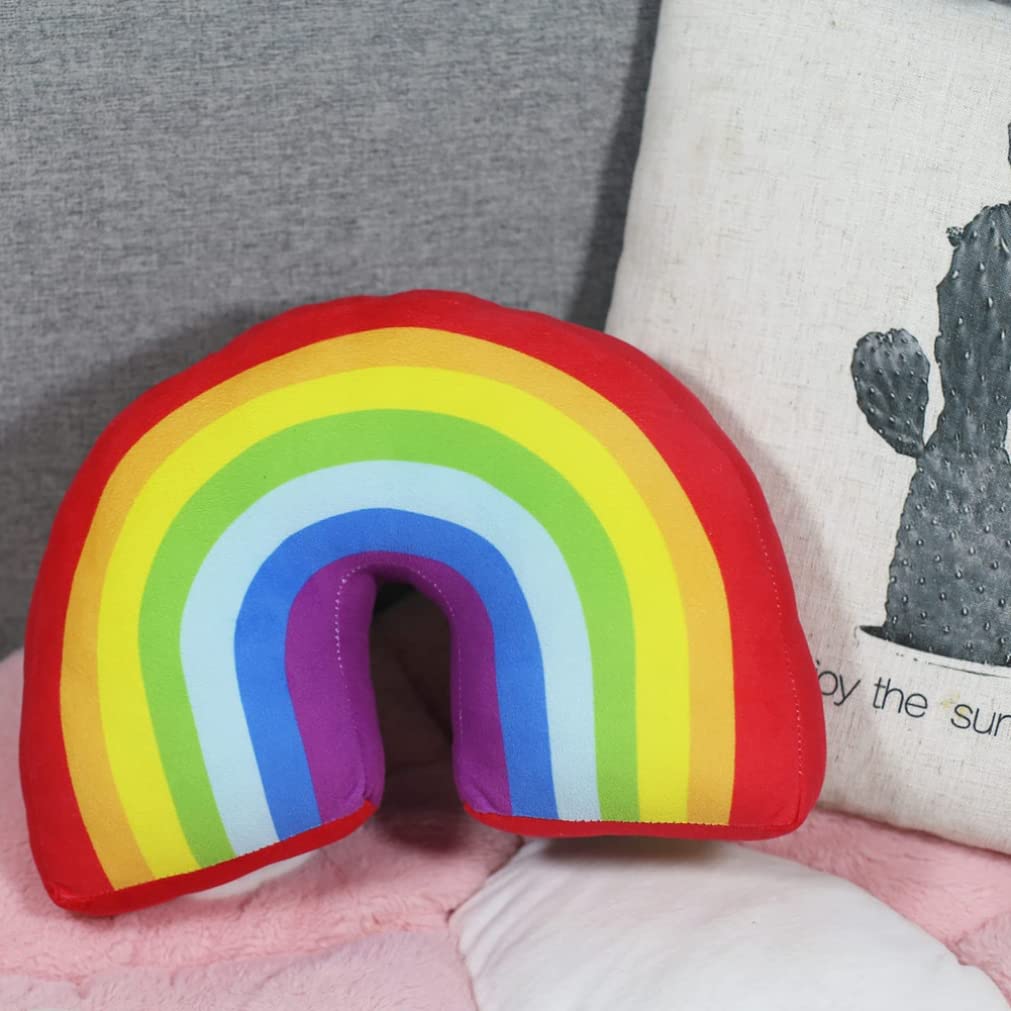 13.7 Inch Rainbow Shaped Plush Pillow for Girls & Kids - Soft Arch Support Cushion for Bed, Sofa, Chair Decor - Perfect for Nursery, Playroom, and Cozy Home Decor