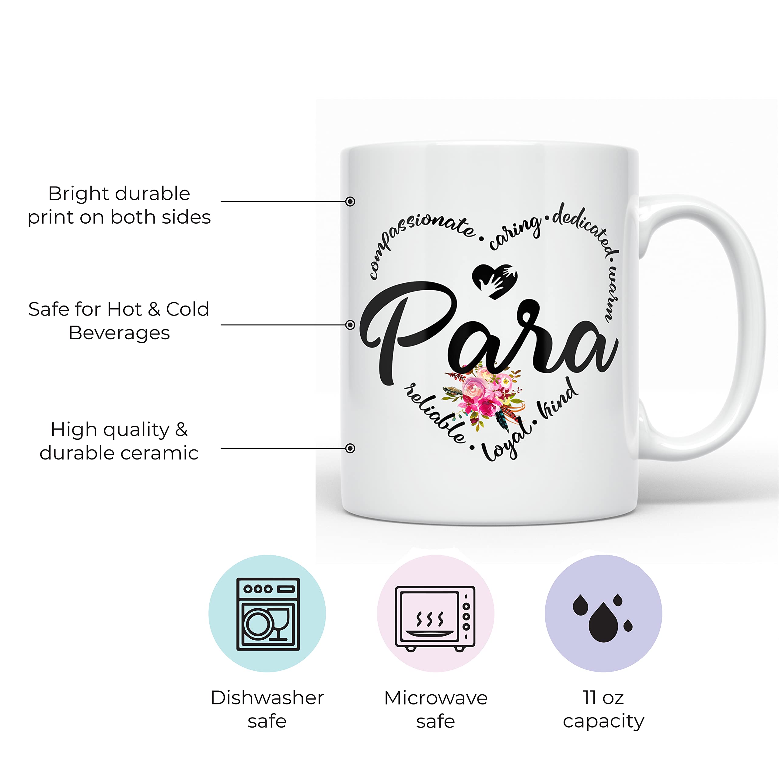 YouNique Designs 11oz Paraprofessional Coffee Mug - Perfect Gift for Paraeducators, Teacher Aides & School Staff - Durable White Ceramic Cup for Classrooms, Staff Rooms & Home Offices