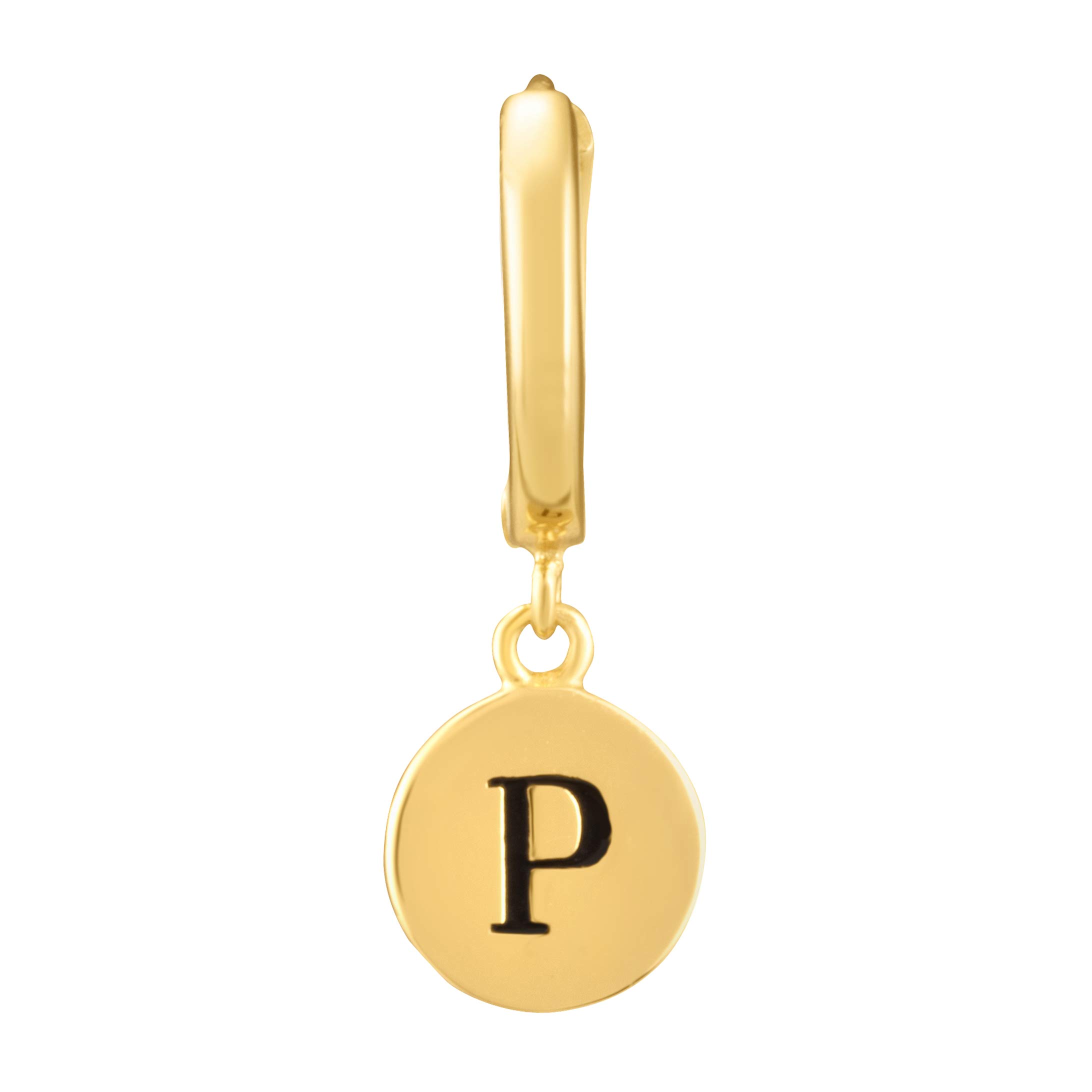 18K Gold Plated Sterling Silver Women's Initial Engraved Disc Huggie Earrings - Personalized Monogram Jewelry for Everyday Wear & Special Occasions