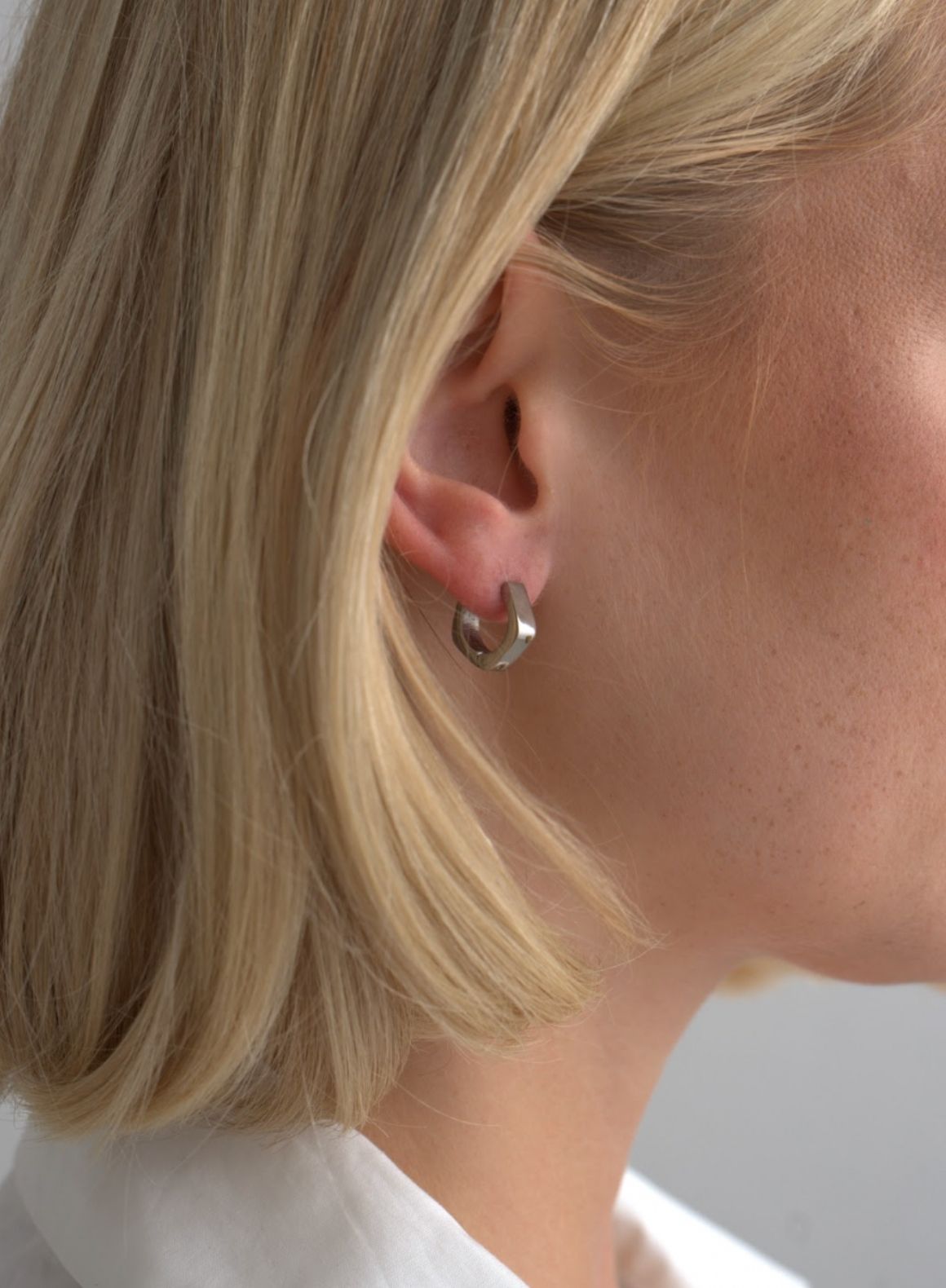 Waterproof Silver Hoop Earrings for Women - 925 Sterling Silver Hypoallergenic Angle Hoops - Perfect for Swimming, Travel & Everyday Wear