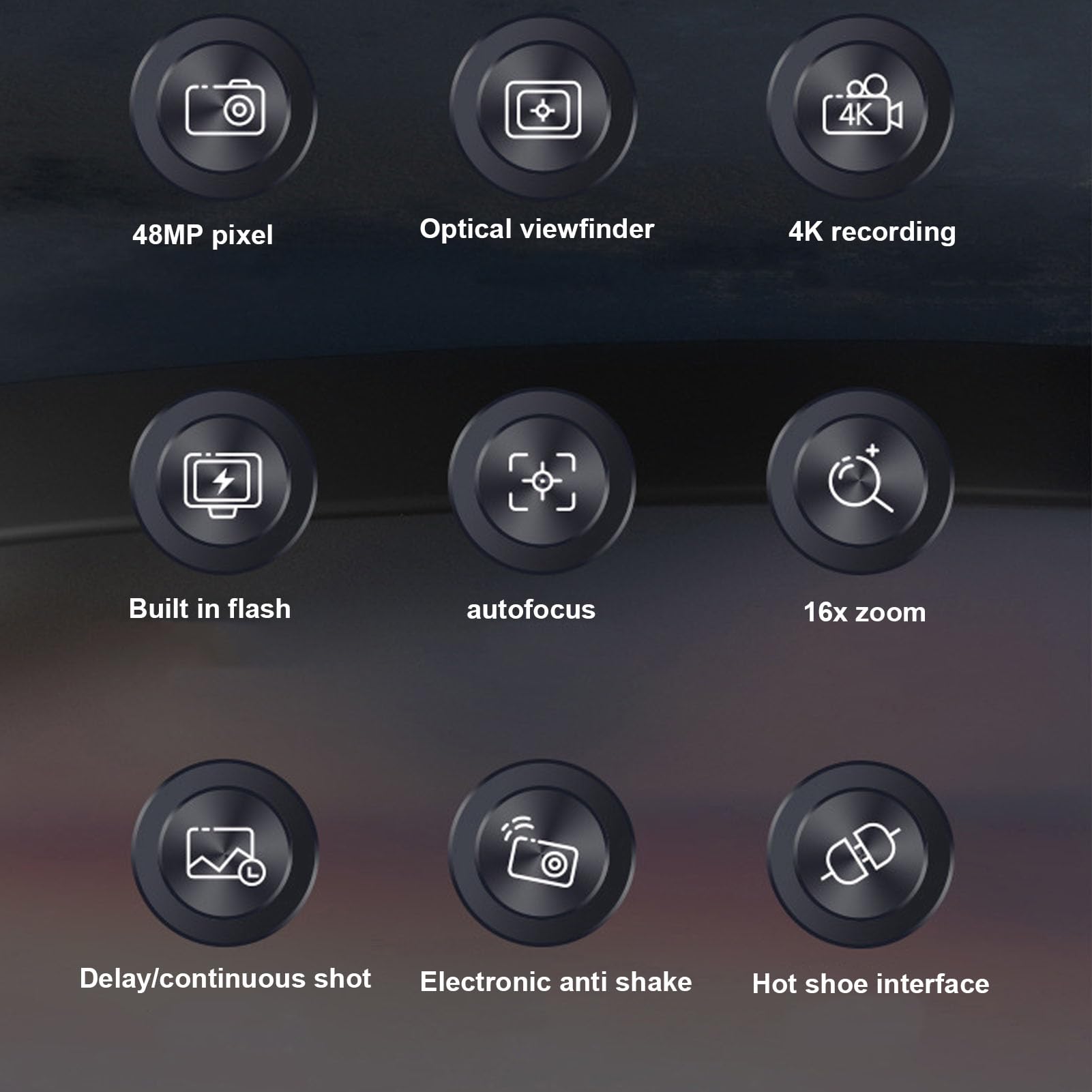 4K 48MP Digital Camera with 16X Optical Zoom & Anti-Shake - 2.8