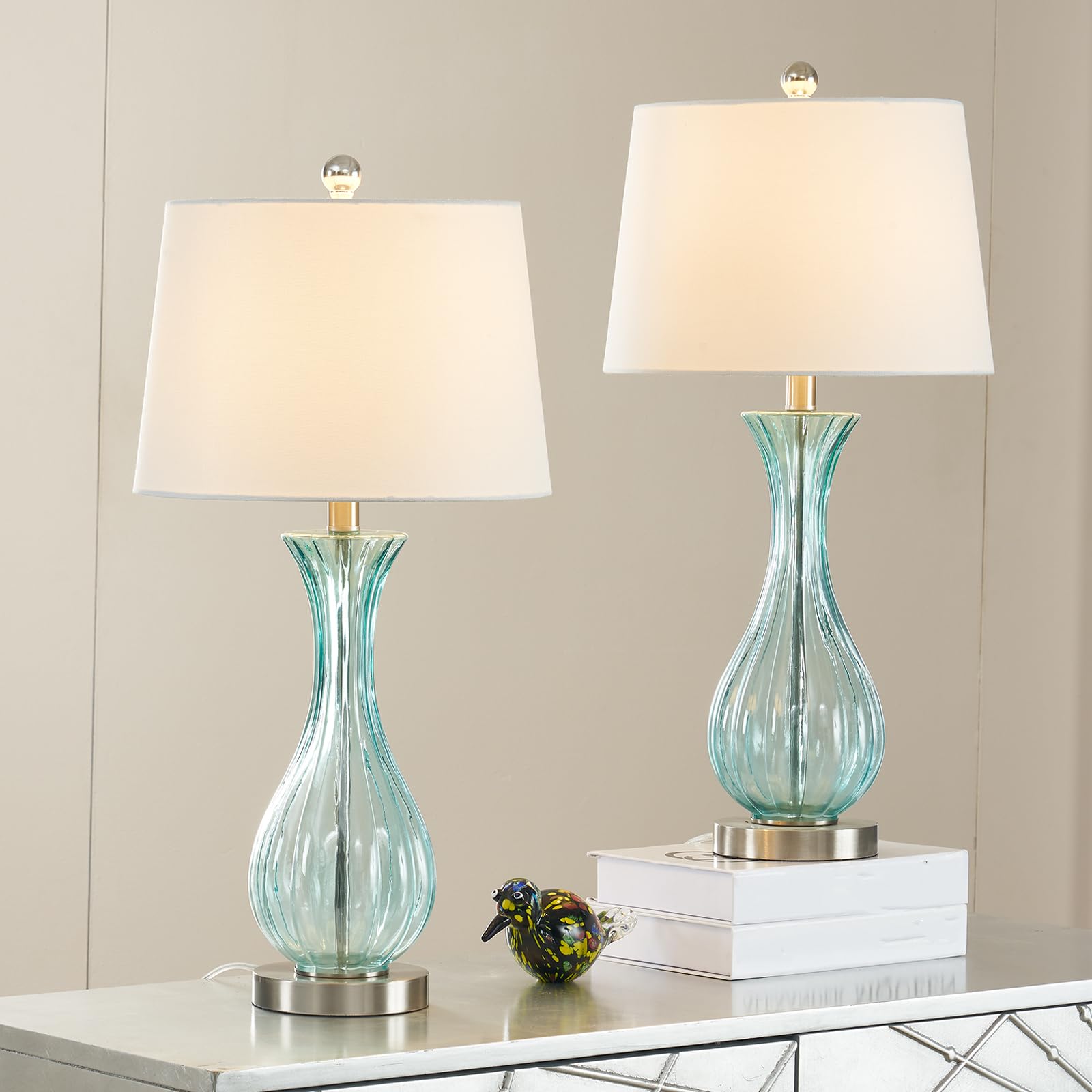 Maxax Coastal Glass Table Lamps Set of 2 - 25.5