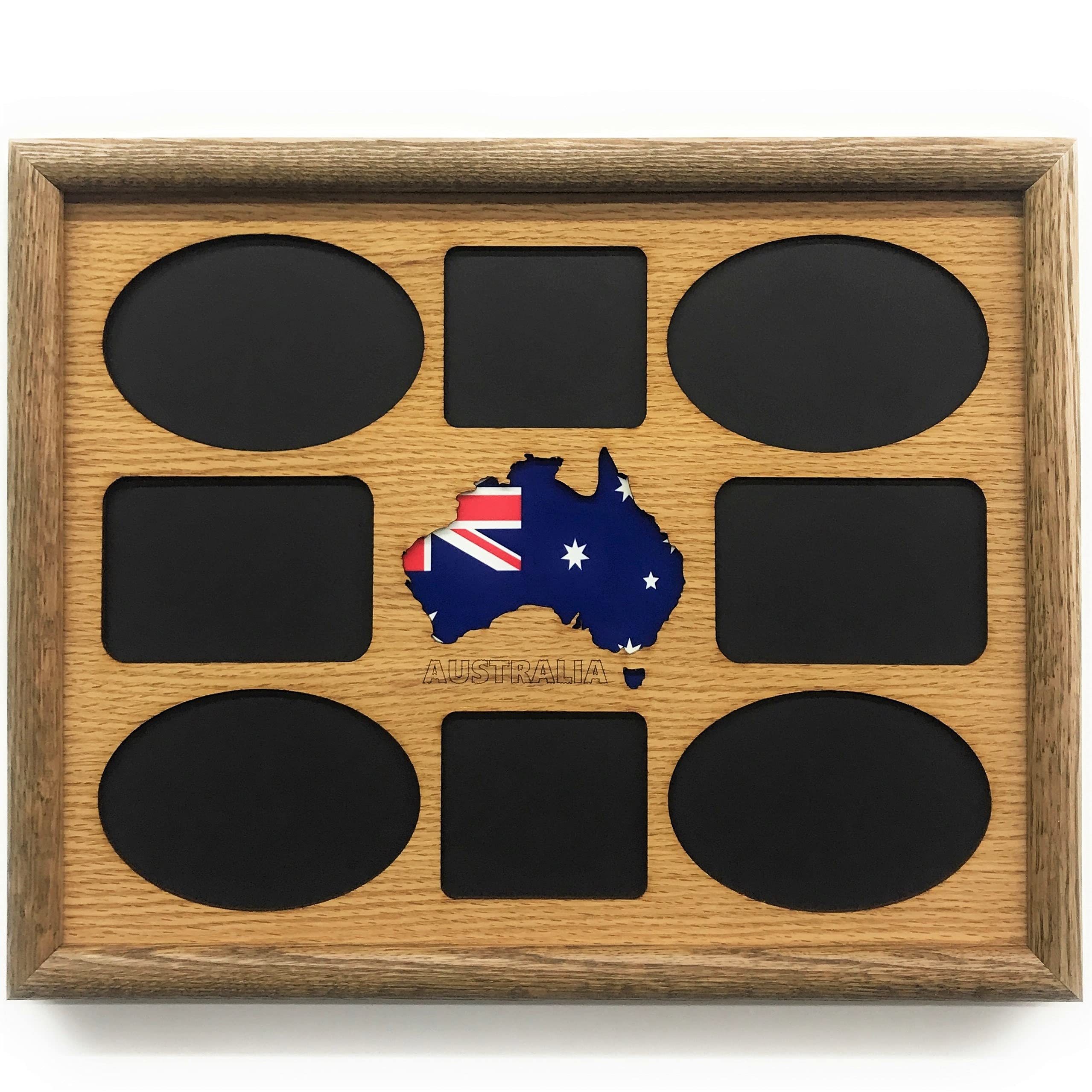 11x14 Country Picture Frame - Travel Collage Photo Frame Holds 8 Pictures, Rustic Wood Wall Decor for Home, Office, Gallery (Australia) - Perfect for Travel Memories, Family Photos & Wall Display