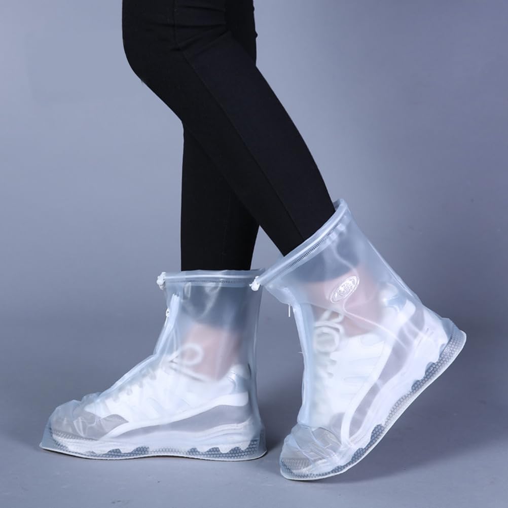 Kisangel Waterproof Shoe Covers for Rain - Non-Slip White Rain Boot Protectors for Kids | Perfect for School, Outdoor Play & Wet Weather Protection