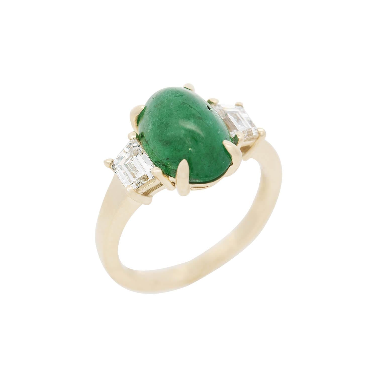 Vintage 18k Gold Emerald and Diamond Ring for Women - Elegant Jewelry Gift for Anniversary, Engagement & Special Occasions