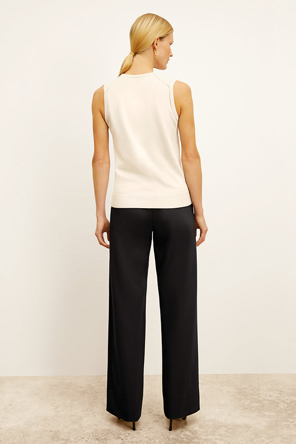 Jordan Wide Leg Pants for Women - Stretchy Butter Ponte Fabric in Black | Casual & Office Wear