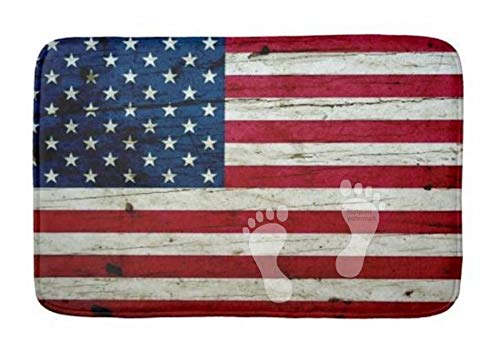 PPSholder Absorbent Plush Bathroom Rug - 18 x 30 Inch Non-Slip Bath Mat with American Flag Design for Wooden Floors | Perfect for Rustic Bathroom Decor & Indoor Use