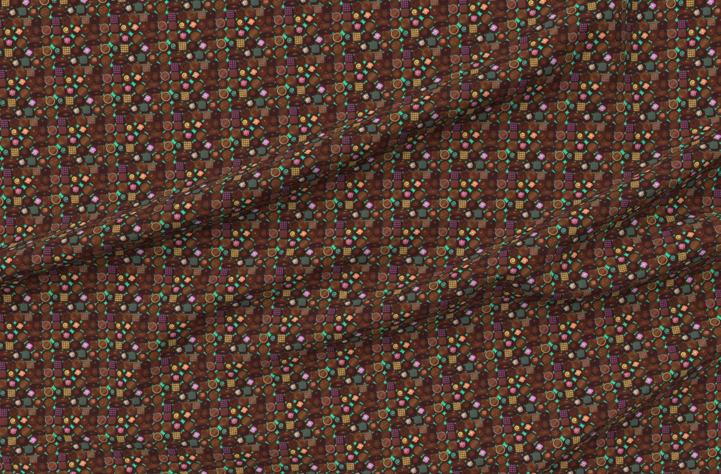 Premium Spoonflower Fabric - Chocolate Candy Box Print on Soft Minky Fabric (Fat Quarter) for Sewing Baby Blankets, Quilt Backing & Plush Projects - Perfect for Nursery Decor, DIY Gifts & Cozy Home Crafts