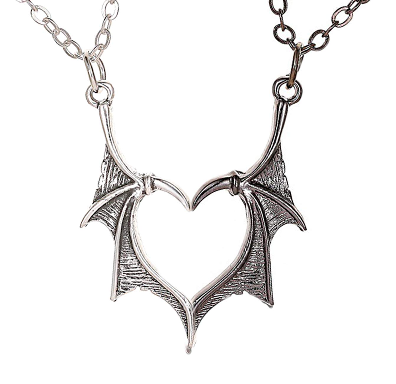 Stylish Demon Dragon Wing Love Heart Pendant Necklace for Women & Men - Couple Matching Jewelry Set, Valentine's Day Gift for Her/Him, Friendship & Family Necklace - Perfect for Anniversaries, Date Nights & Romantic Occasions