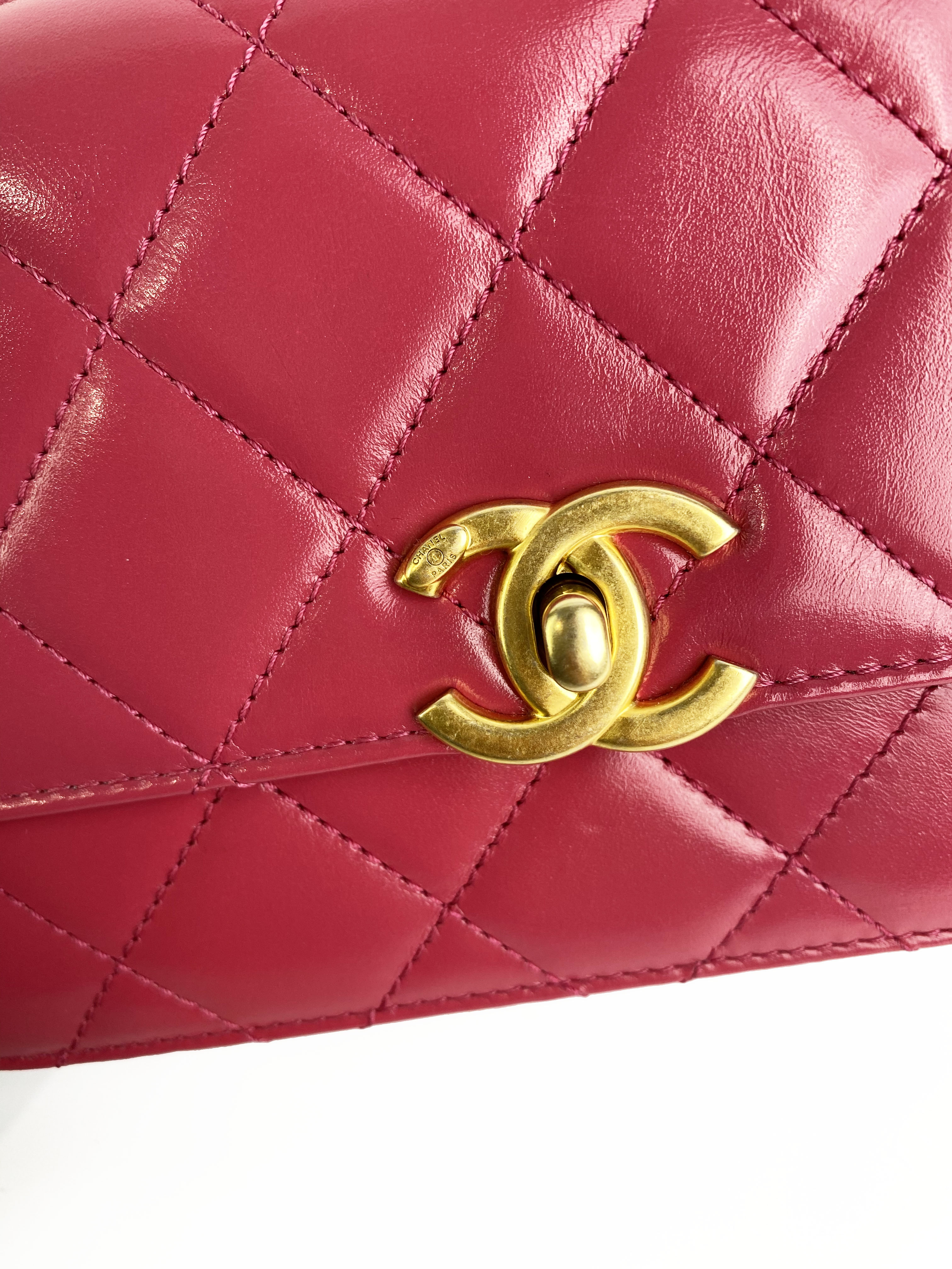 Chanel Mini Flap Bag in Deep Pink with Gold Ball Hardware - Elegant Crossbody Purse for Women, Perfect for Parties, Dates & Special Occasions