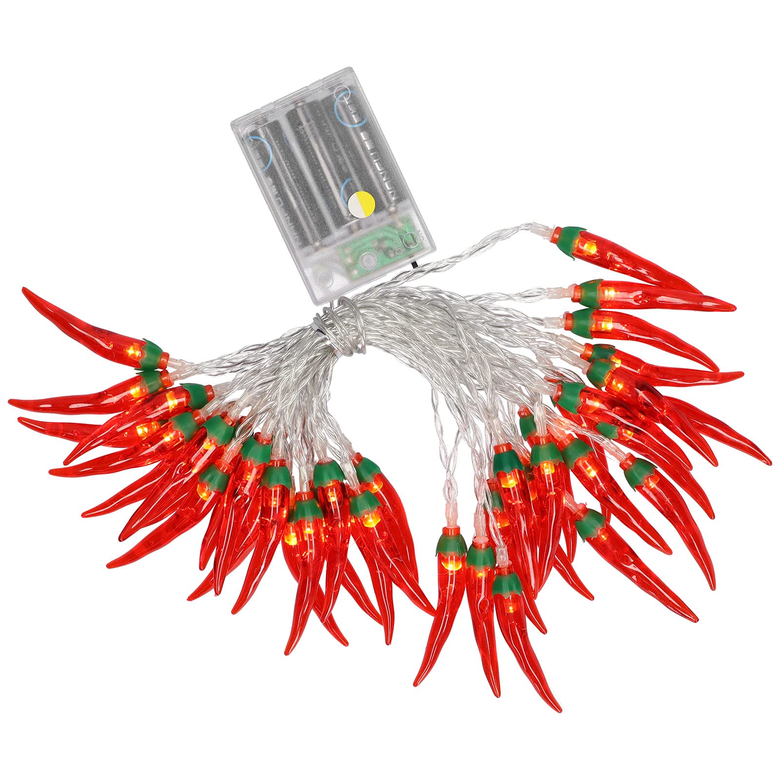 Battery-Powered LED Chili String Lights - Waterproof Outdoor Christmas Party Decorations for Home, Garden, Patio, Wedding & Holiday Festivals | Perfect for Halloween, Thanksgiving and New Year Celebrations