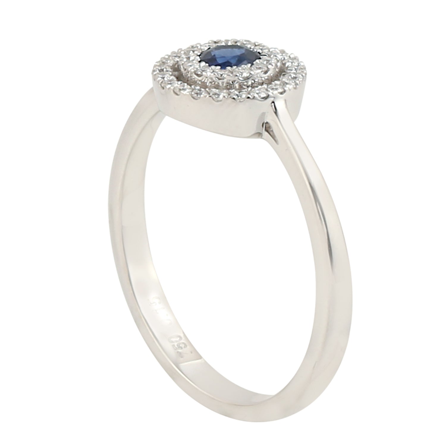 18K White Gold Blue Sapphire Pave Diamond Handmade Band Ring – Elegant Jewelry for Weddings, Anniversaries & Special Occasions