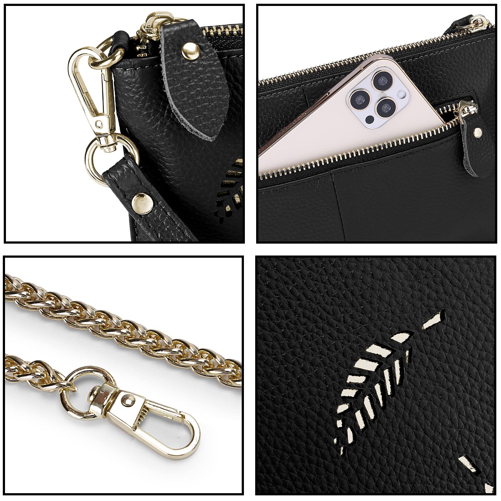YALUXE Genuine Leather Crossbody Bag for Women - Phone Wallet Purse for Daily Use