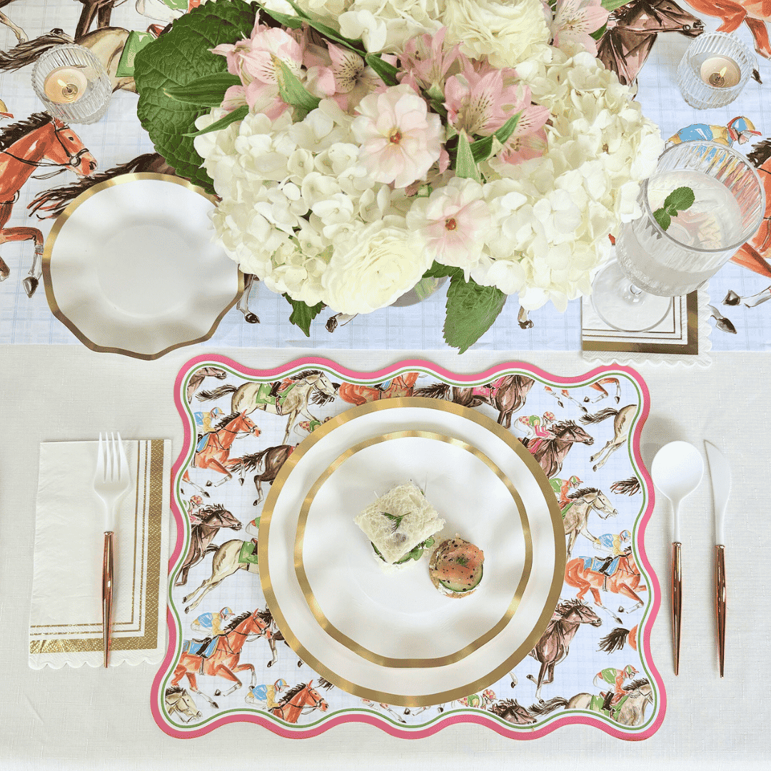 Elegant Derby Table Setting for 6 - Classic Dinnerware Set with Plates, Bowls & Silverware - Perfect for Holiday Dinners, Wedding Receptions & Formal Events
