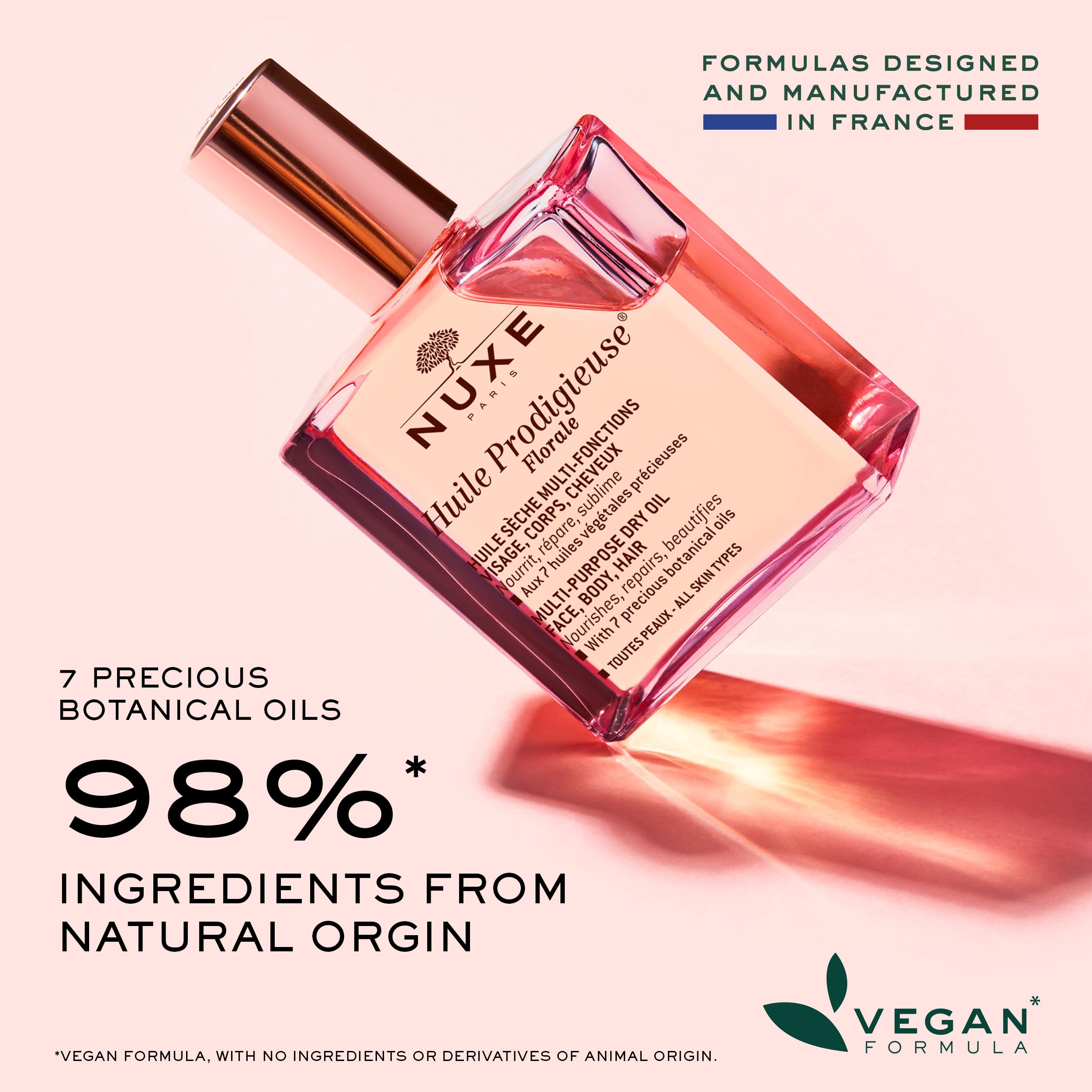 Nuxe Huile Prodigieuse Multi-Purpose Dry Oil for Face, Body & Hair – Hydrating & Nourishing for Glowing Skin – Perfect for Daily Moisturizing, Massage & After Sun Care