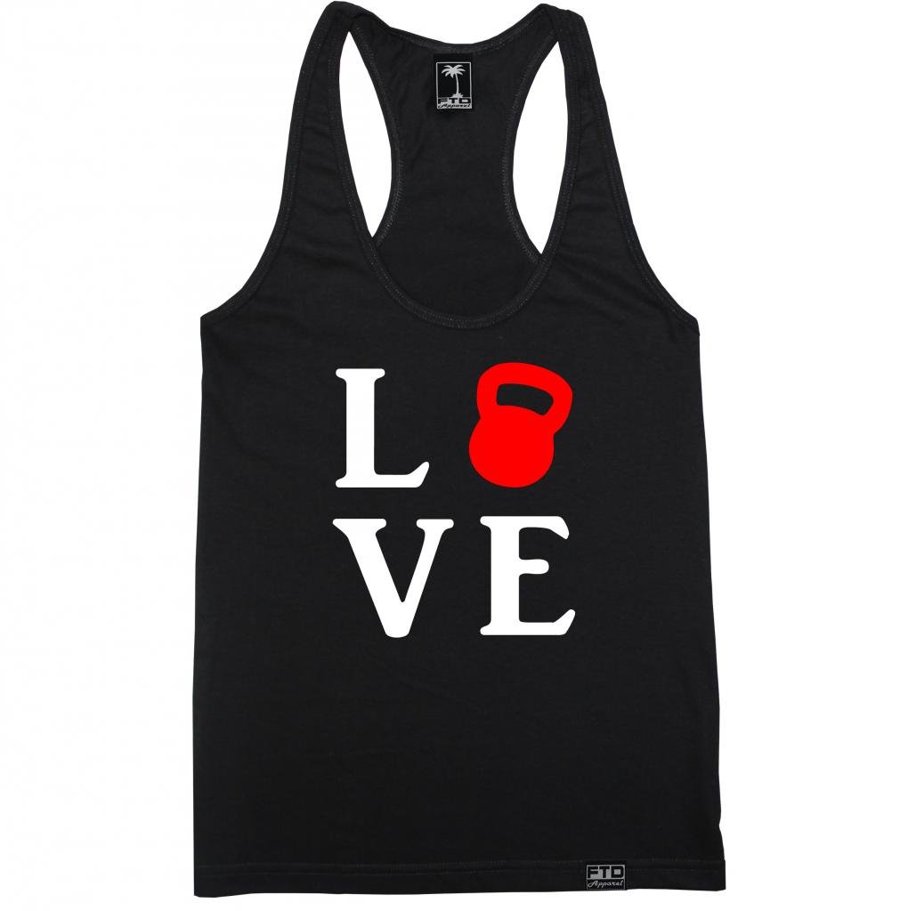FTD Apparel Women's Kettle Bell Love Racerback Tank Top - Workout & Gym Essential for Yoga, Running & Fitness Training