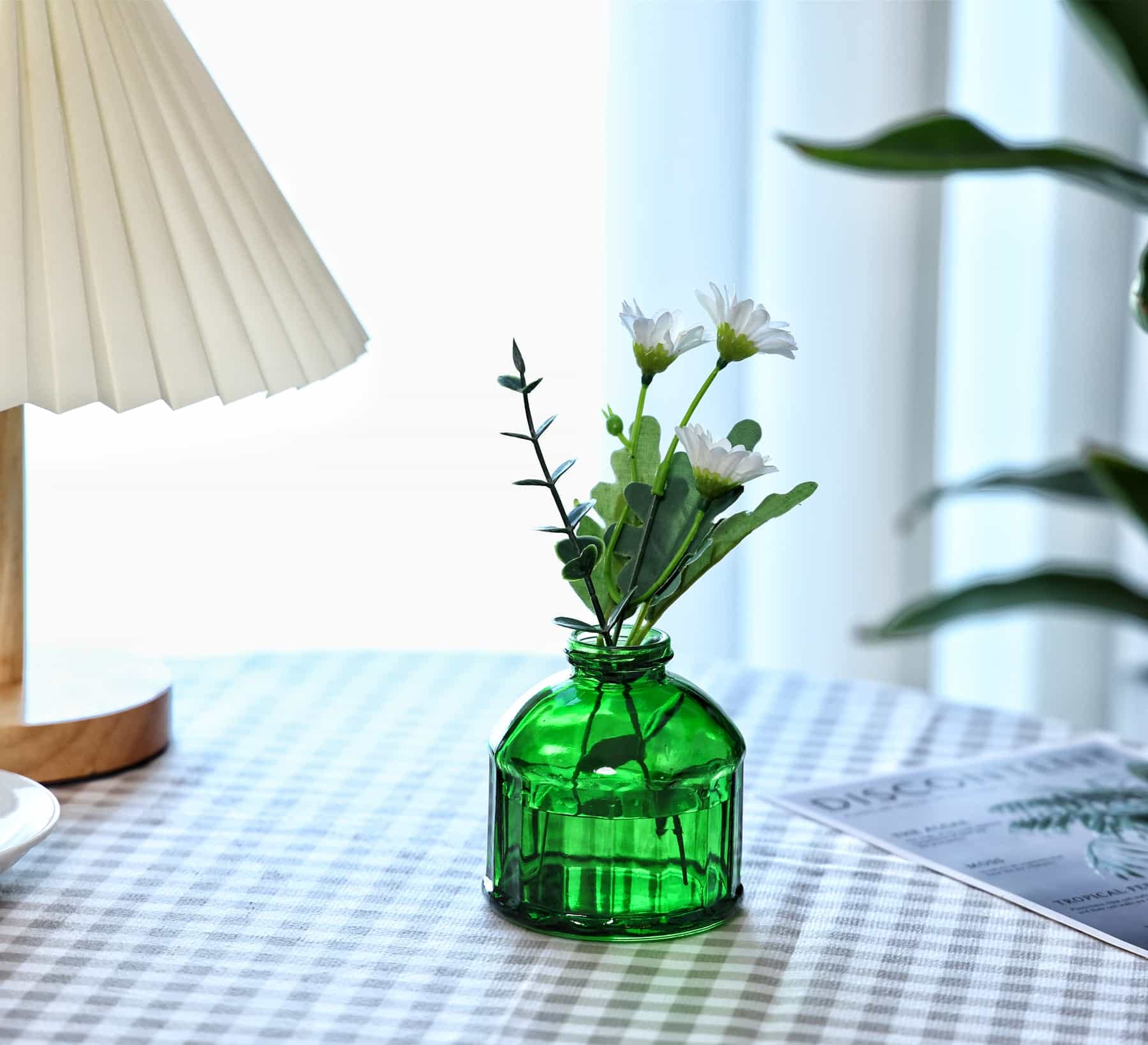 6-Piece Glass Bud Vase Set - Small Floral Arrangement Bottles for Home, Office & Wedding Decor - Rustic Centerpiece Vases for Living Room, Dining Table & Events (Green) - Perfect for DIY Bouquets, Table Settings & Gift Packaging
