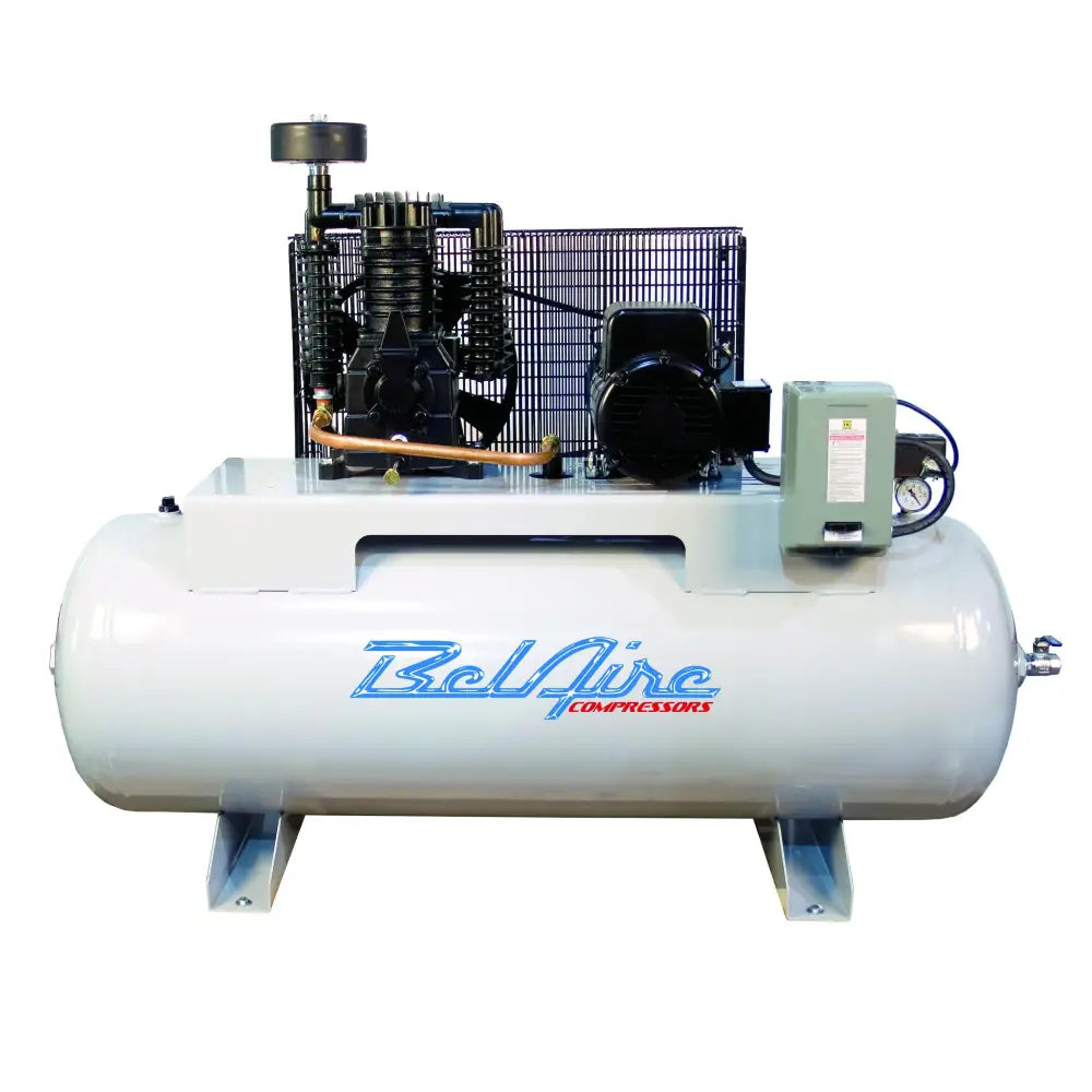 Belaire 338HE4 Elite 2 Stage Electric Air Compressor - 5HP 80 Gallon Horizontal Tank, 460V 3 Phase | Ideal for Industrial Workshops, Auto Shops & Heavy-Duty Applications