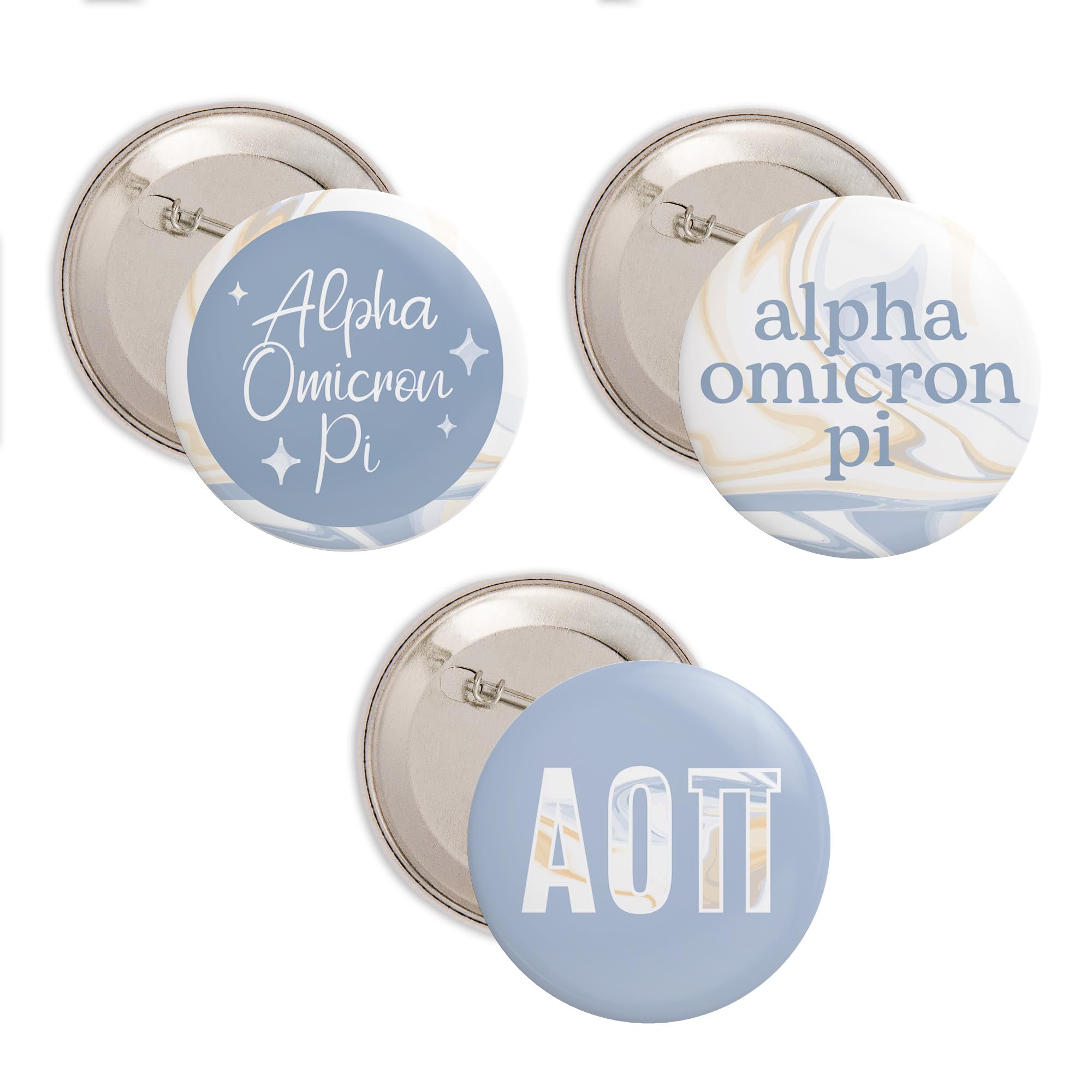 AOII Sorority Pin Set - 3 Piece Variety Badge Collection with 2.25