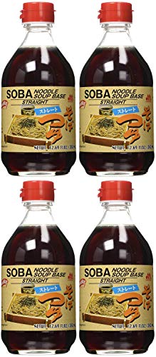 Shirakiku Soba Noodle Soup Base (Tsuyu) - 12.17 Fl Oz, Pack of 4 - Authentic Japanese Soup Stock for Hot & Cold Noodles, Dipping Sauce, and Broth Base
