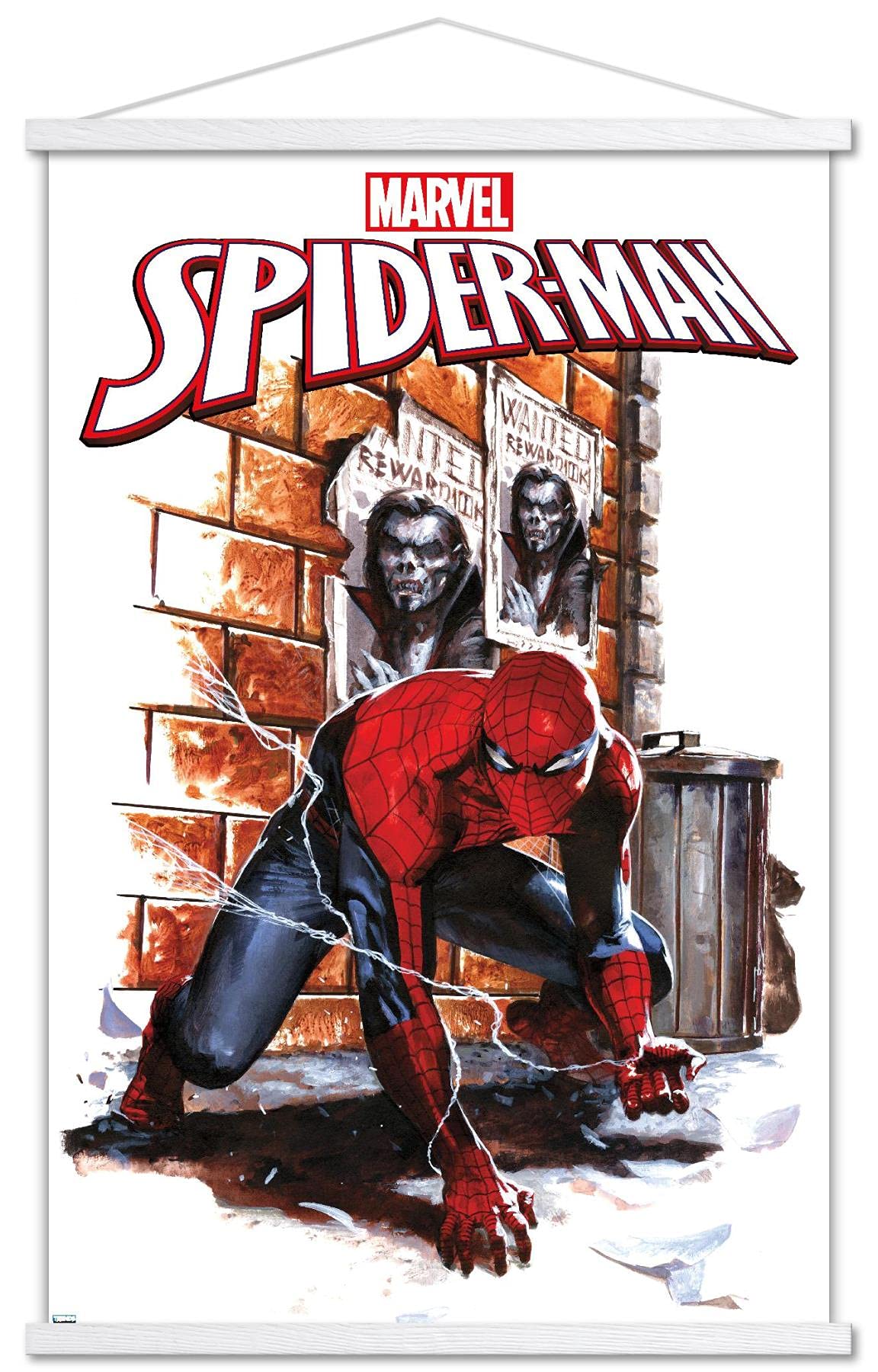 Marvel Comics Morbius & Friendly Neighborhood Spider-Man #1 Wall Poster - 22.375 x 34 Inch Premium Print with Magnetic Frame & White Hanger - Official Licensed Home Decor for Bedroom, Living Room, Office, or Game Room